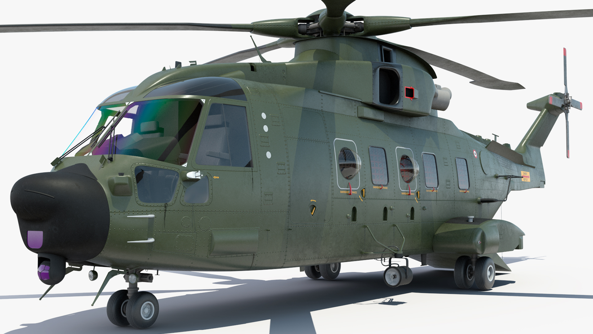3D model AgustaWestland AW101 Merlin Royal Air Force with Cargo Bag Rigged