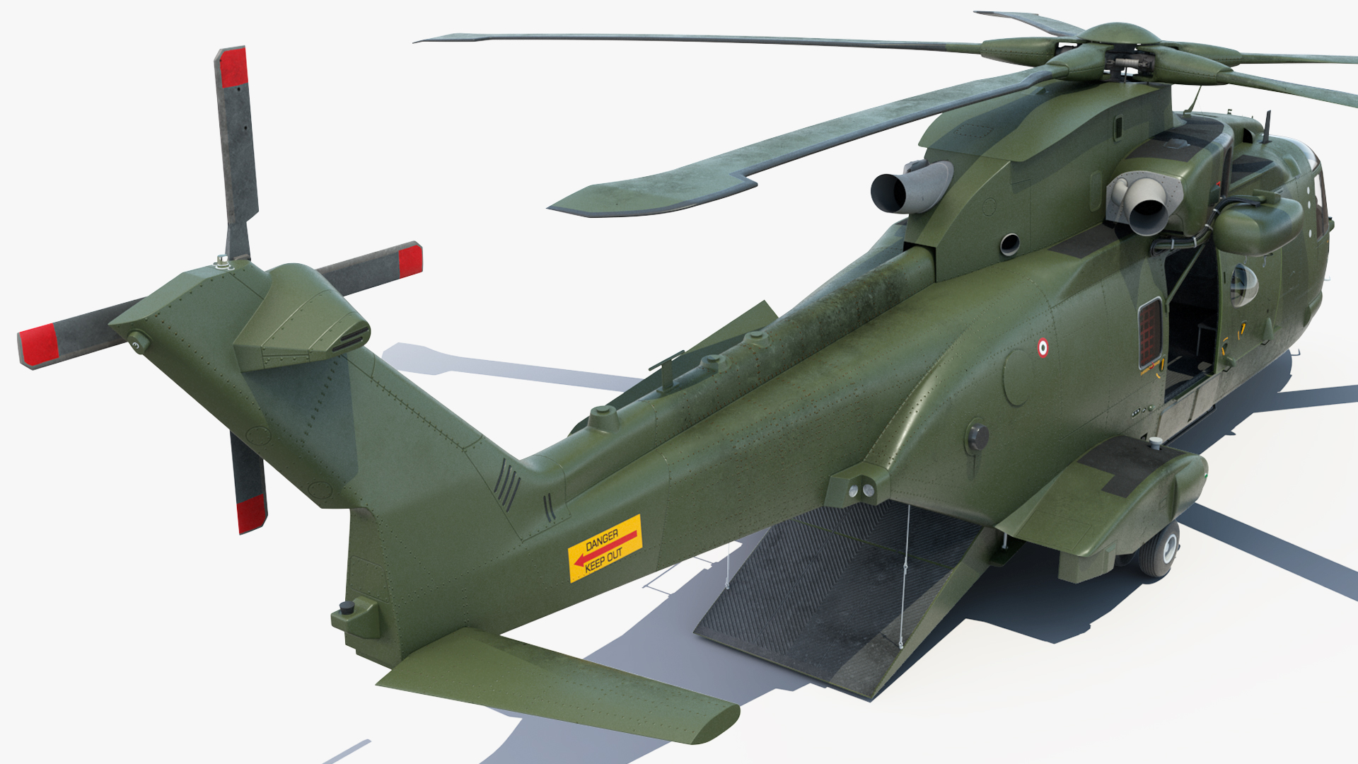 3D model AgustaWestland AW101 Merlin Royal Air Force with Cargo Bag Rigged