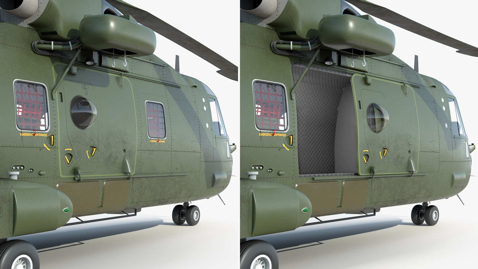 3D model AgustaWestland AW101 Merlin Royal Air Force with Cargo Bag Rigged