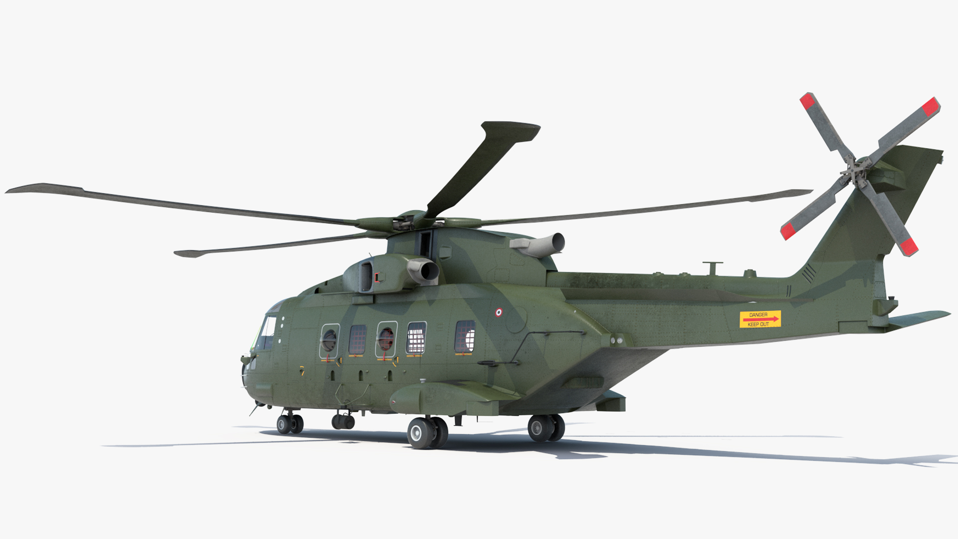 3D model AgustaWestland AW101 Merlin Royal Air Force with Cargo Bag Rigged