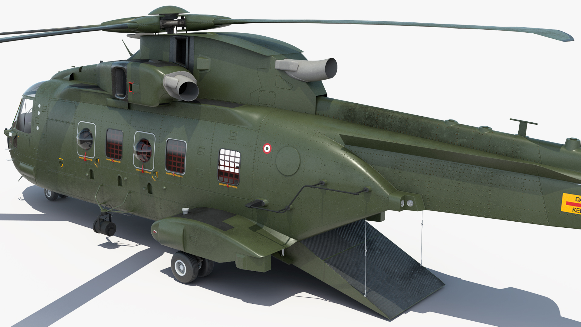3D model AgustaWestland AW101 Merlin Royal Air Force with Cargo Bag Rigged