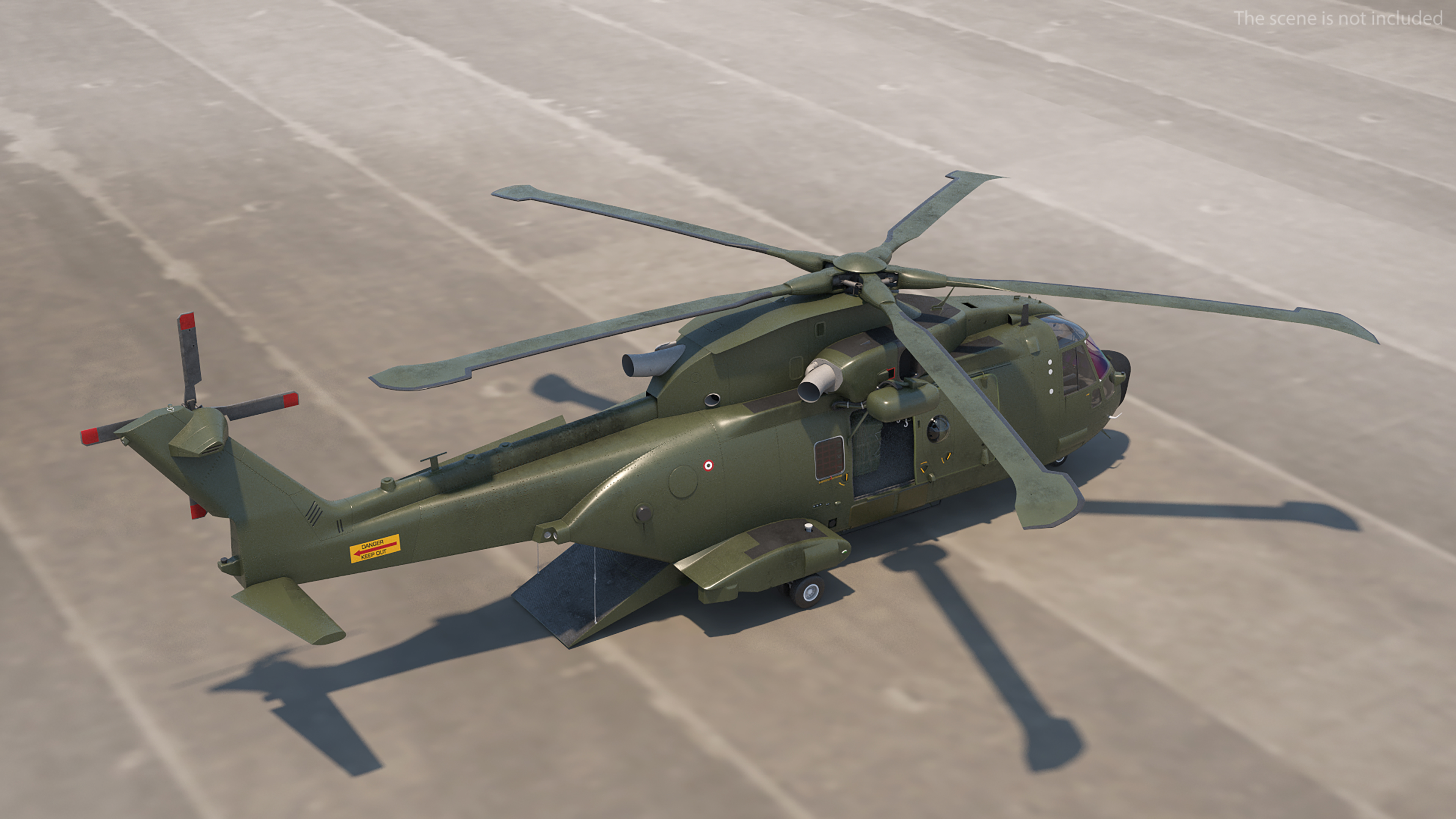 3D model AgustaWestland AW101 Merlin Royal Air Force with Cargo Bag Rigged