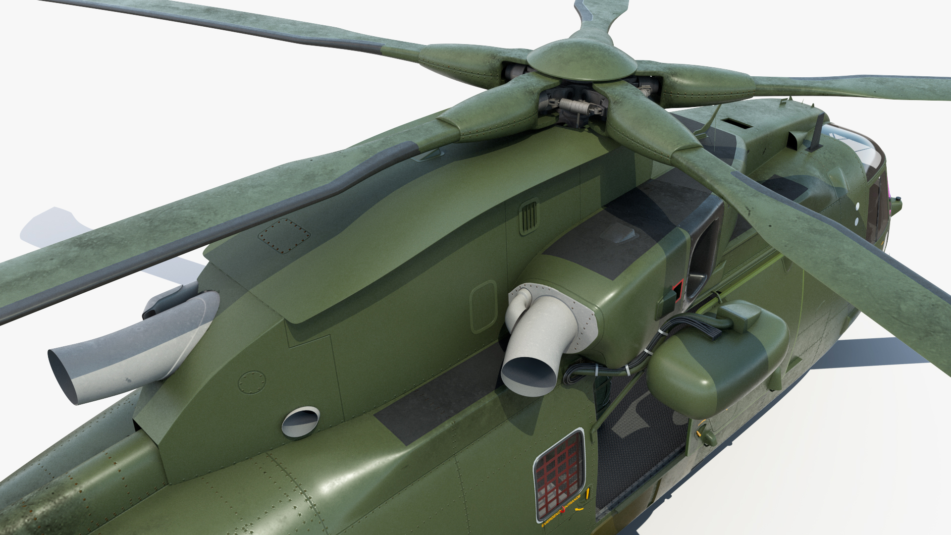 3D model AgustaWestland AW101 Merlin Royal Air Force with Cargo Bag Rigged