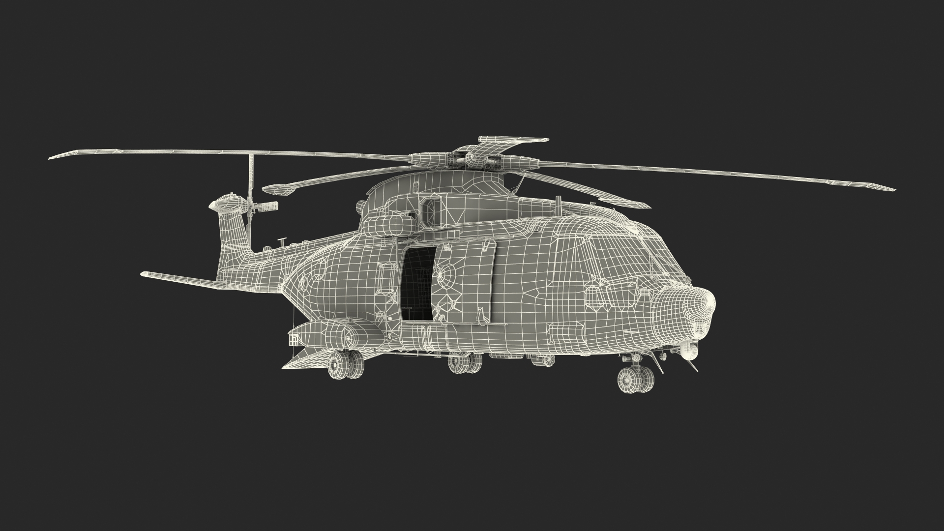 3D model AgustaWestland AW101 Merlin Royal Air Force with Cargo Bag Rigged