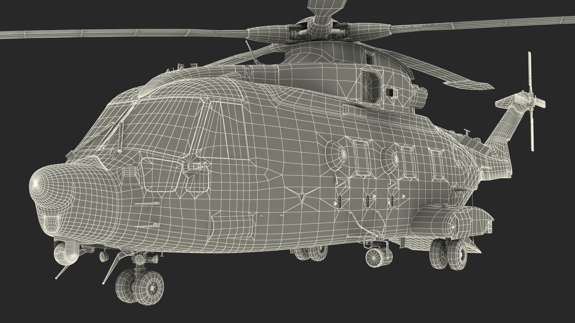 3D model AgustaWestland AW101 Merlin Royal Air Force with Cargo Bag Rigged