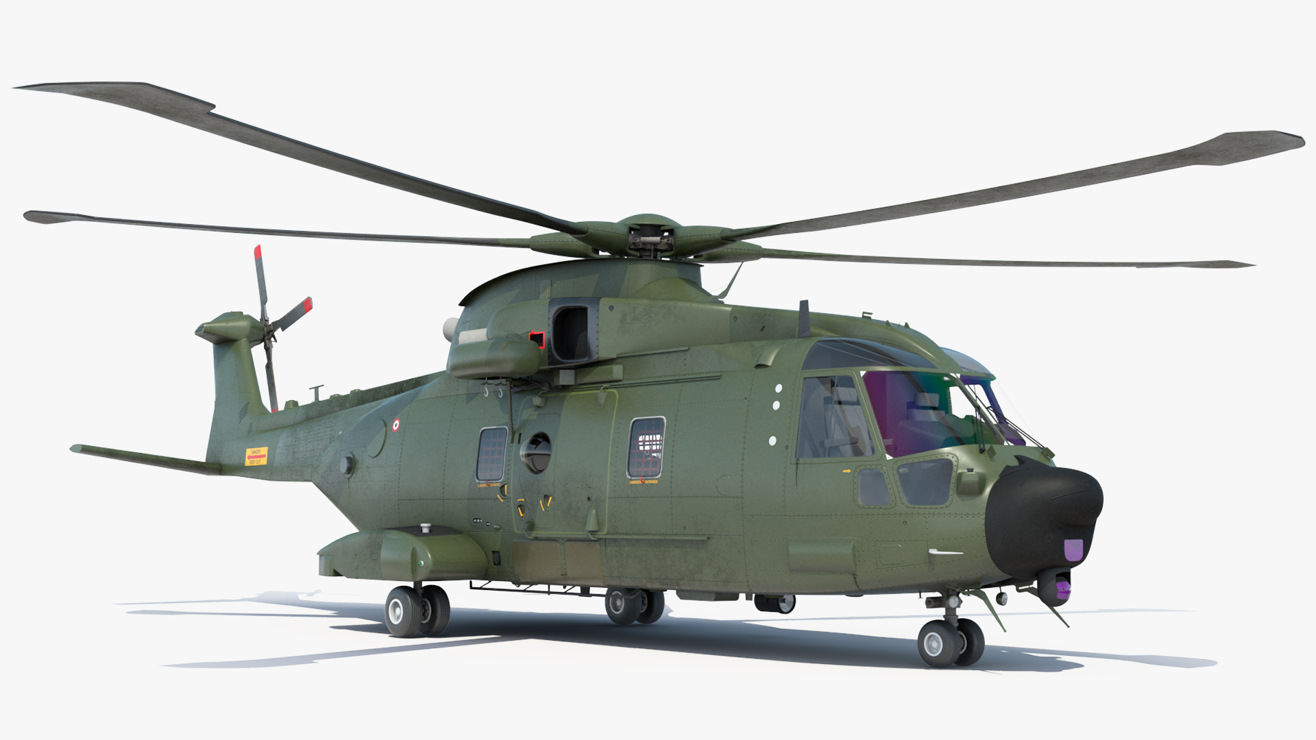3D model AgustaWestland AW101 Merlin Royal Air Force with Cargo Bag Rigged