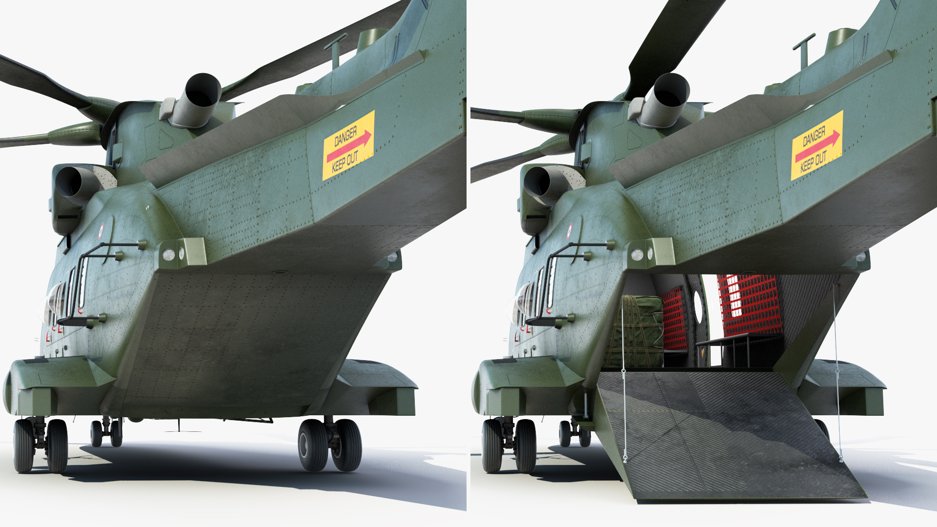 3D model AgustaWestland AW101 Merlin Royal Air Force with Cargo Bag Rigged