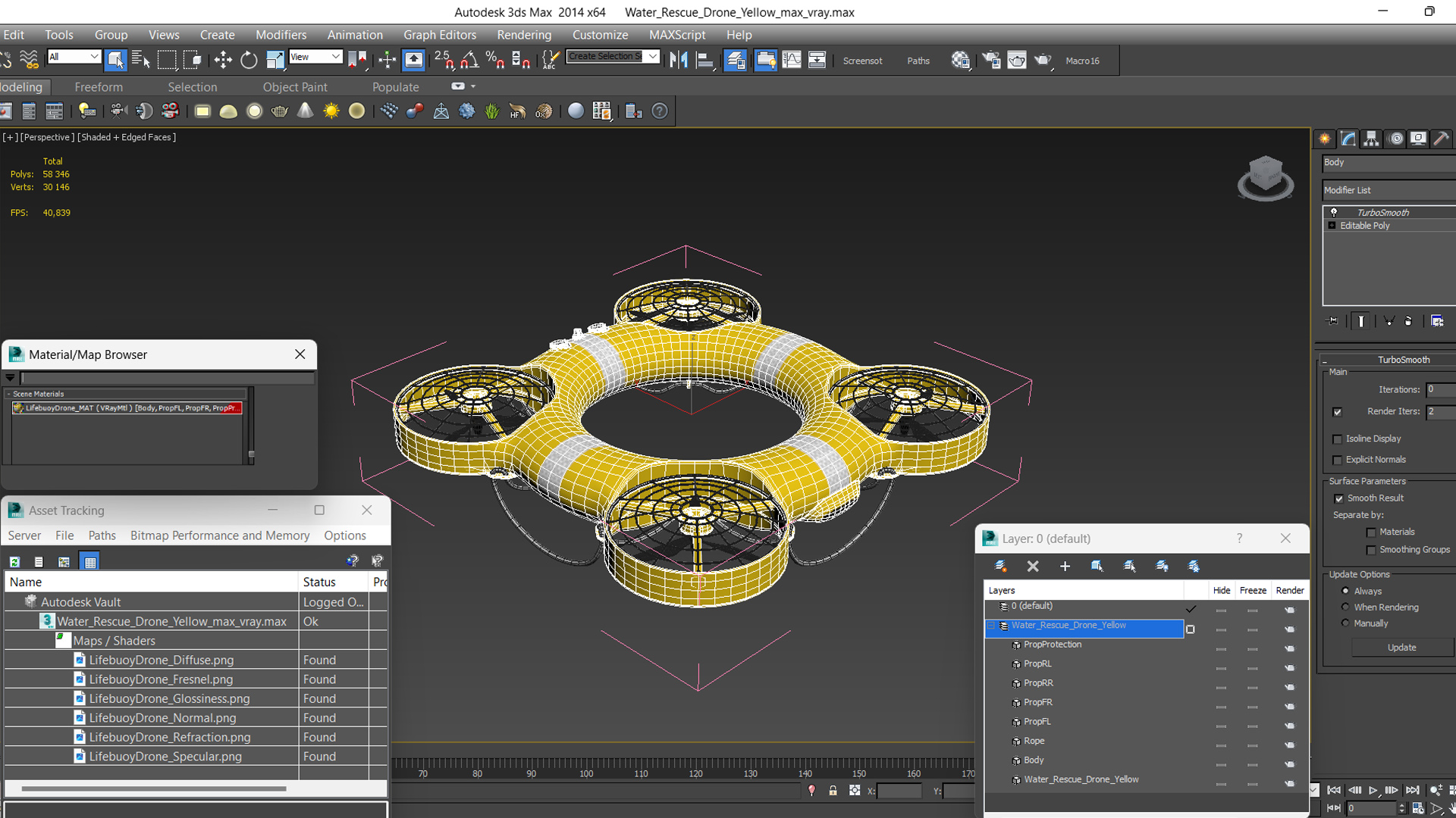 3D model Water Rescue Drone Yellow