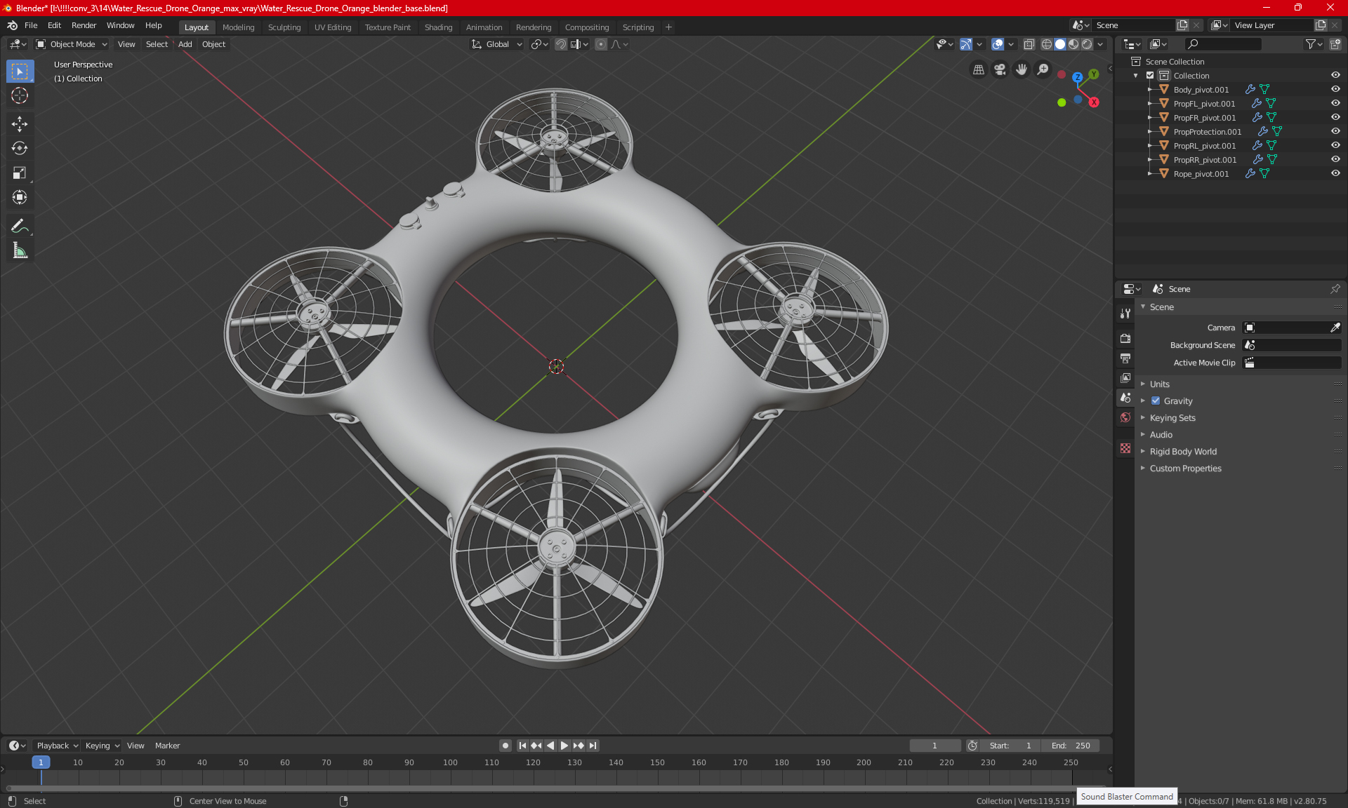 3D model Water Rescue Drone Yellow