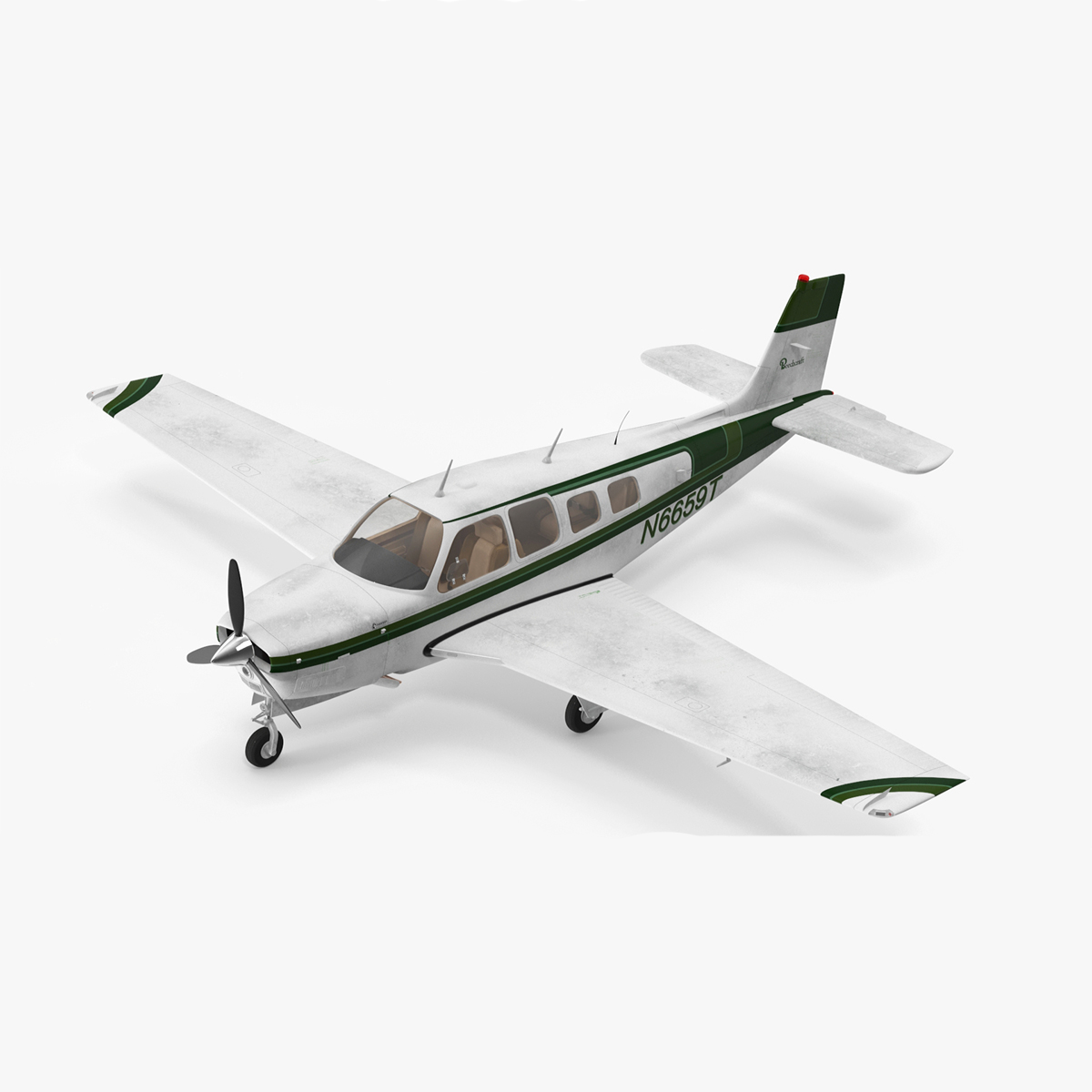 3D Single Engine Light Aircraft Beechcraft Bonanza Rigged for Cinema 4D model