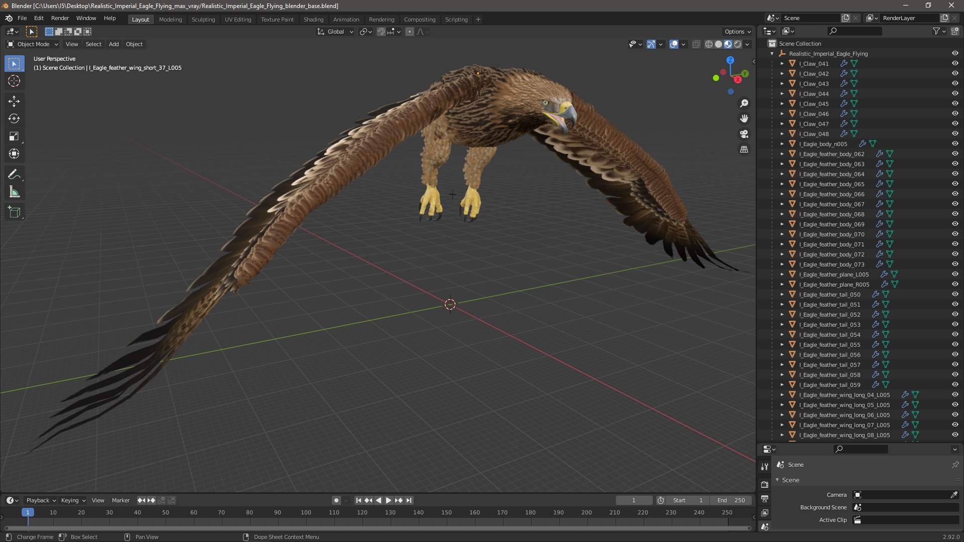 3D Realistic Imperial Eagle Flying