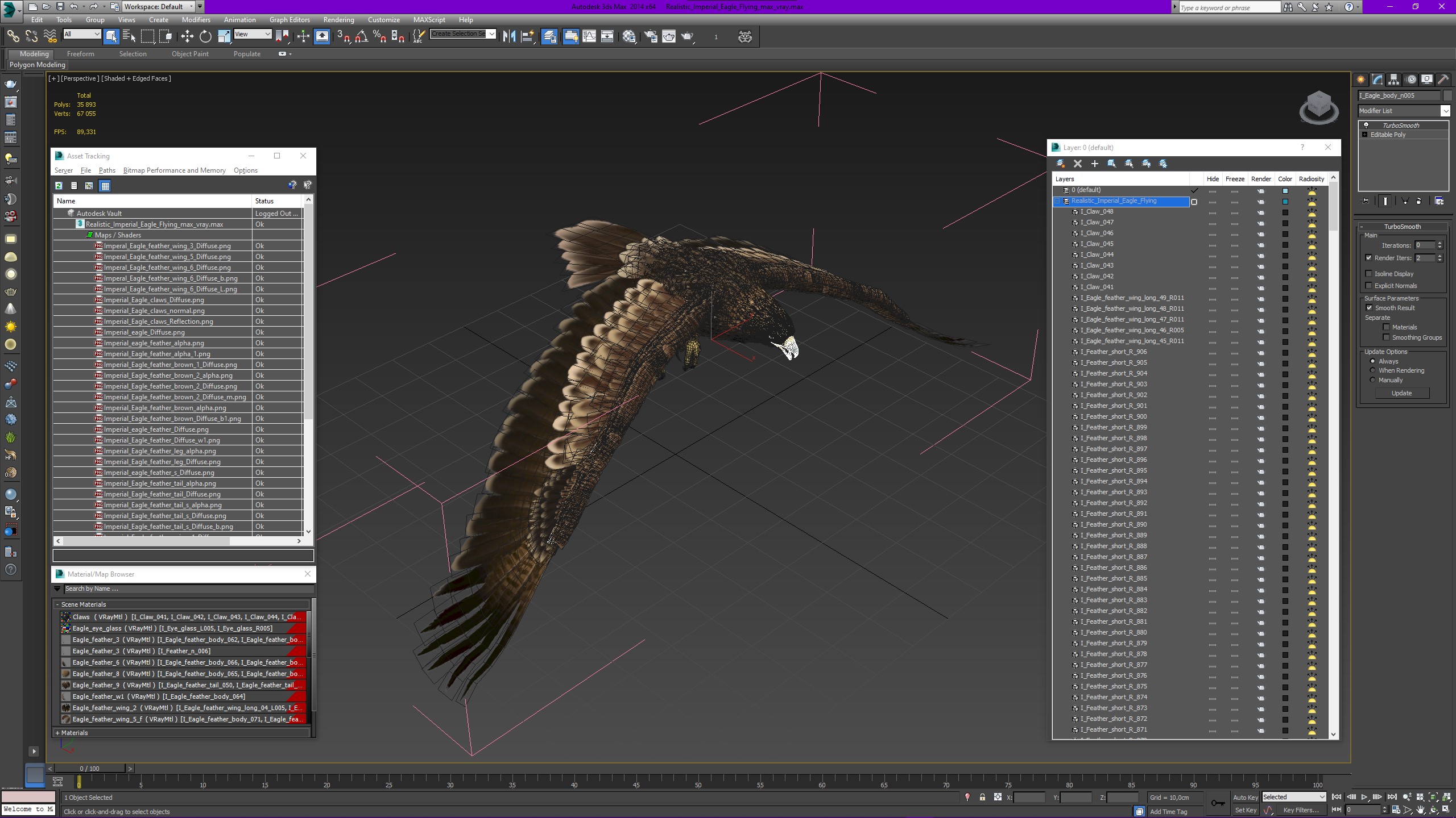 3D Realistic Imperial Eagle Flying