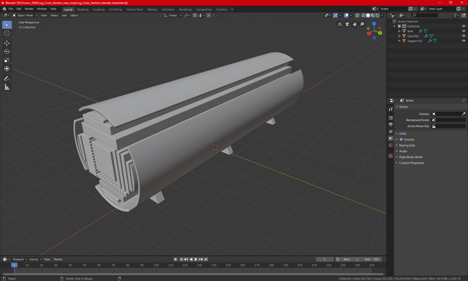 Log Cross Section 3D