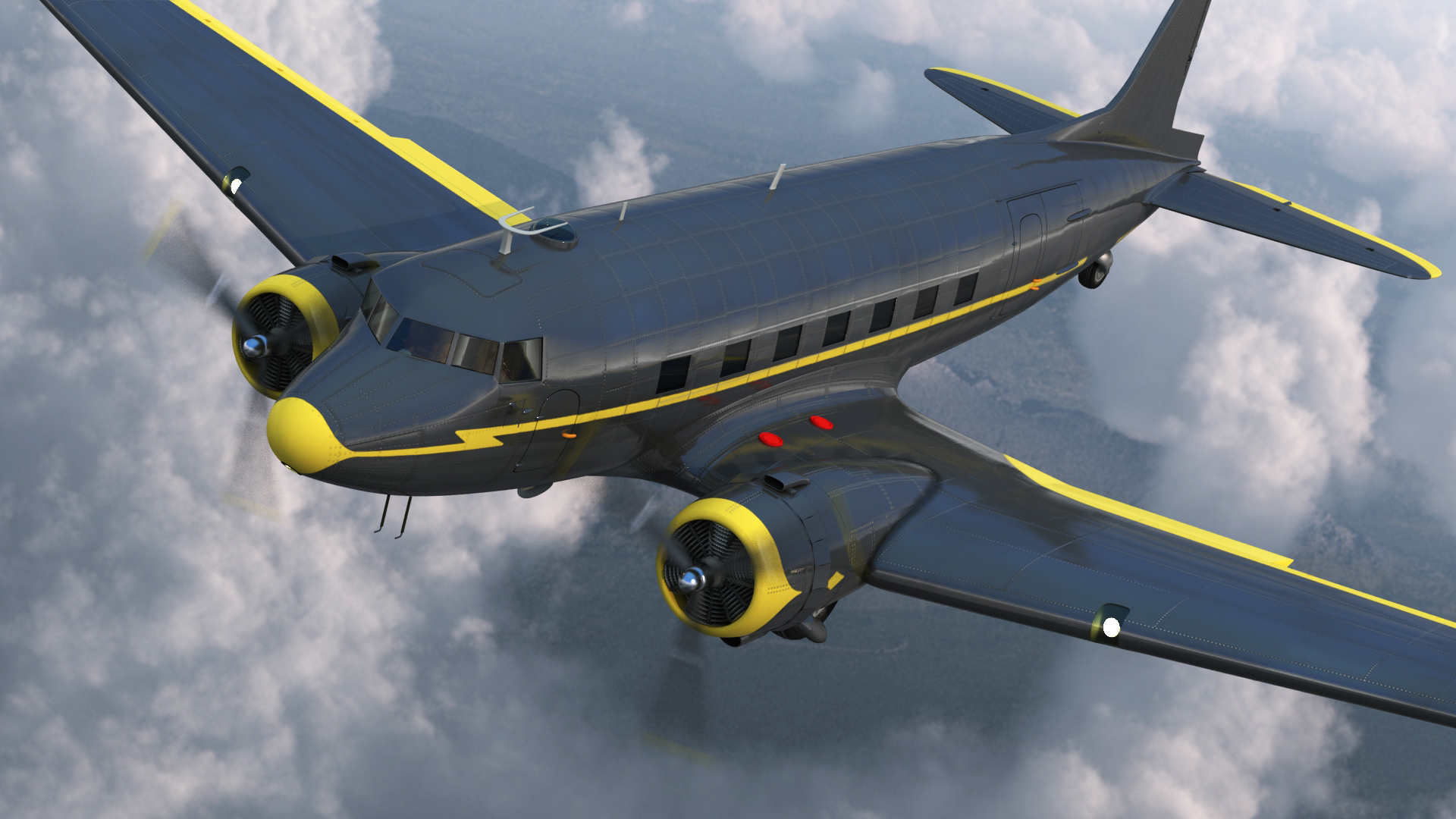 3D Vintage Airliner Generic Rigged