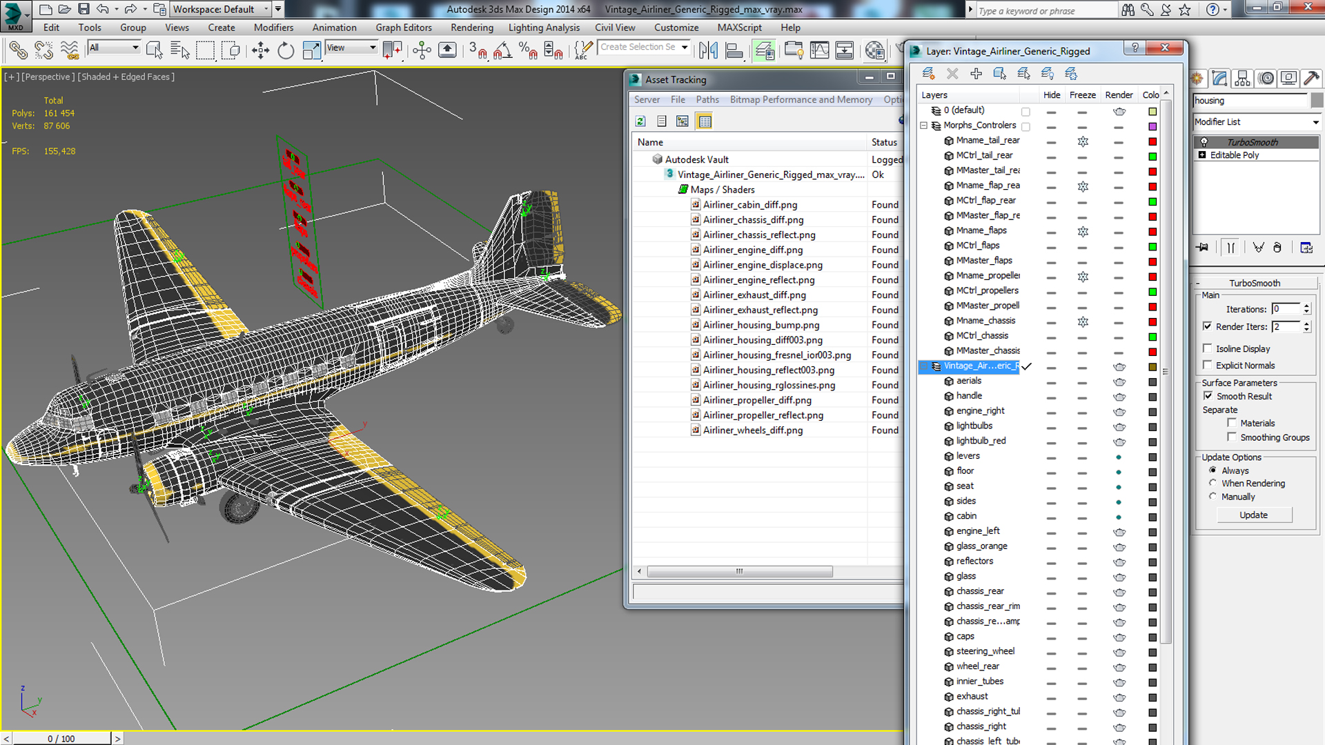 3D Vintage Airliner Generic Rigged