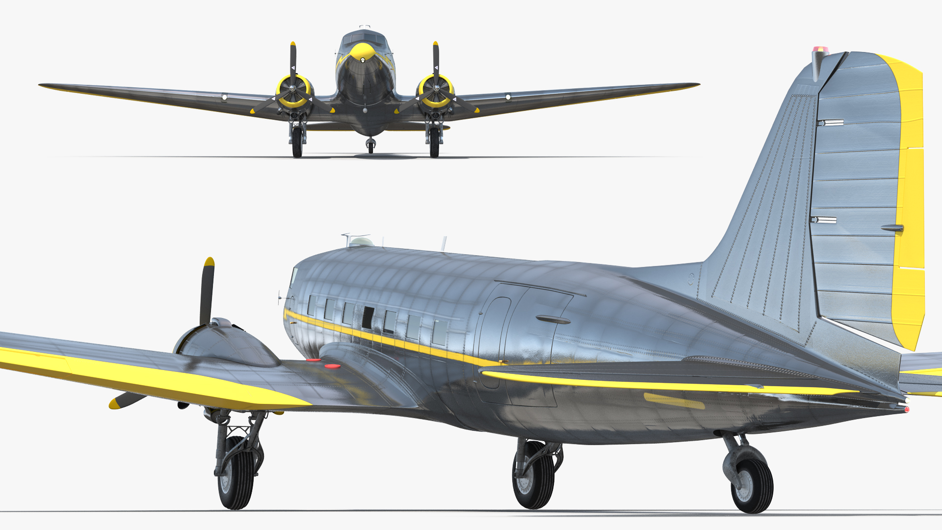 3D Vintage Airliner Generic Rigged