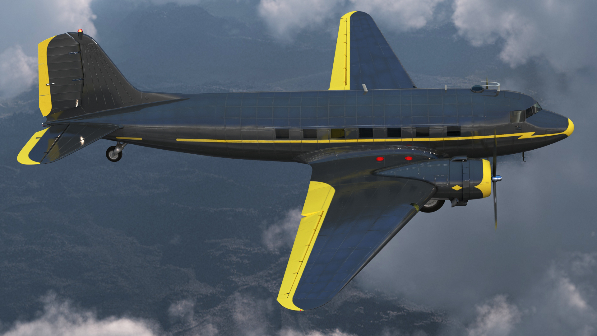 3D Vintage Airliner Generic Rigged