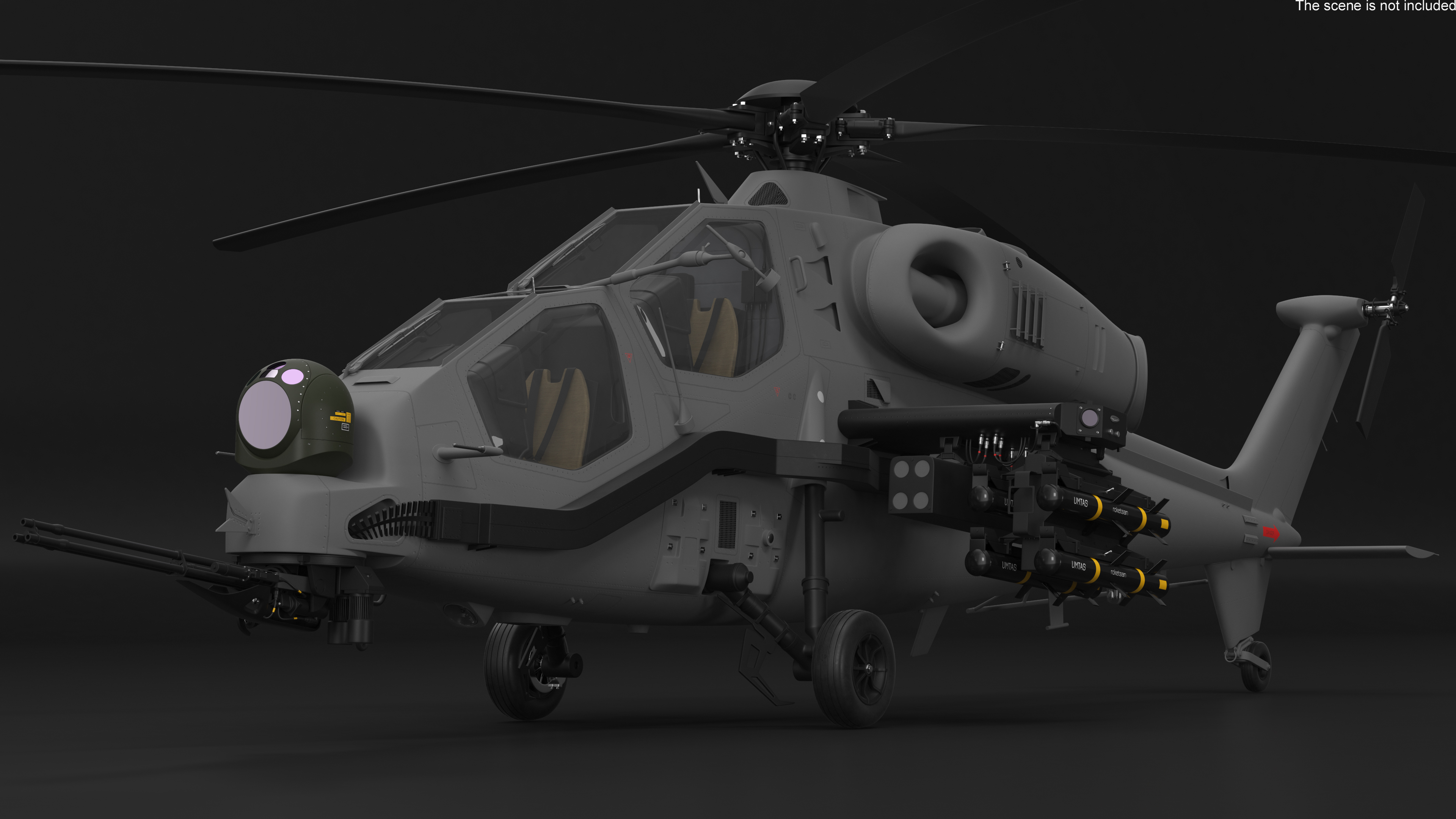 3D Combat Gray Helicopter Rigged for Maya model