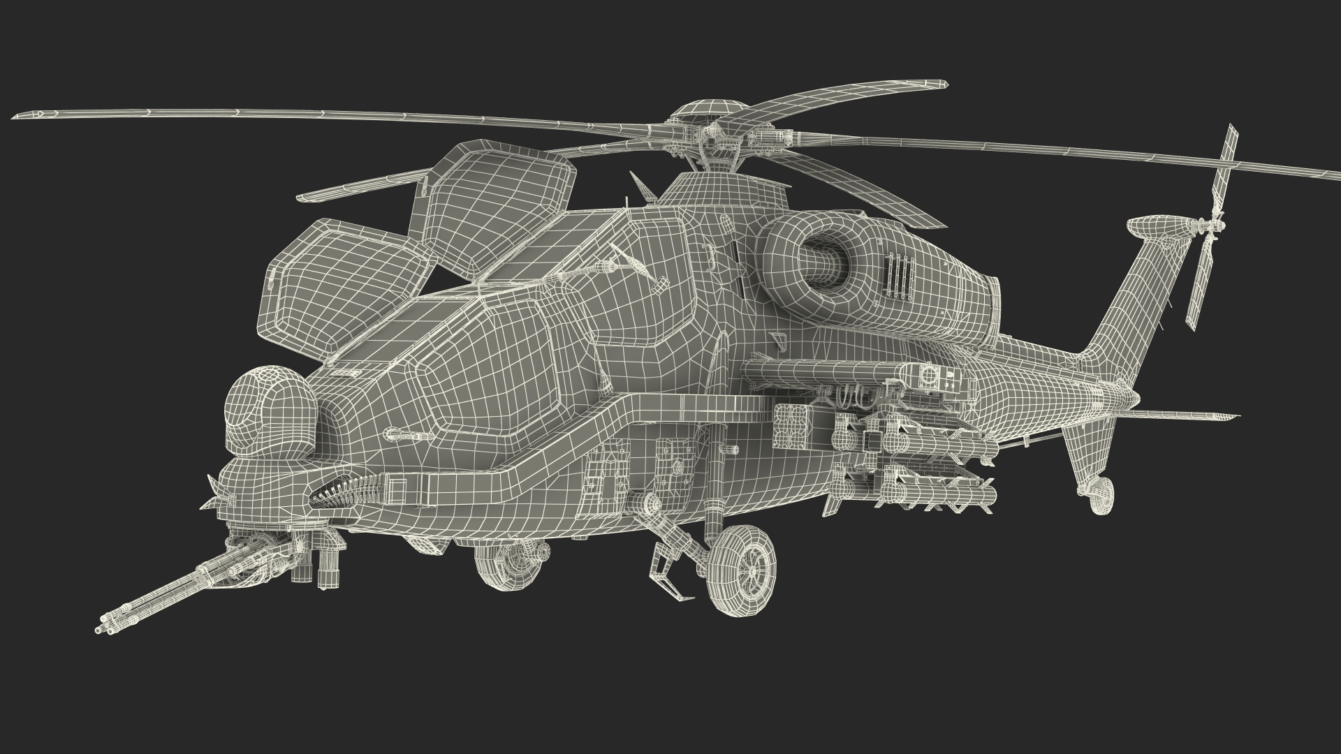 3D Combat Gray Helicopter Rigged for Maya model
