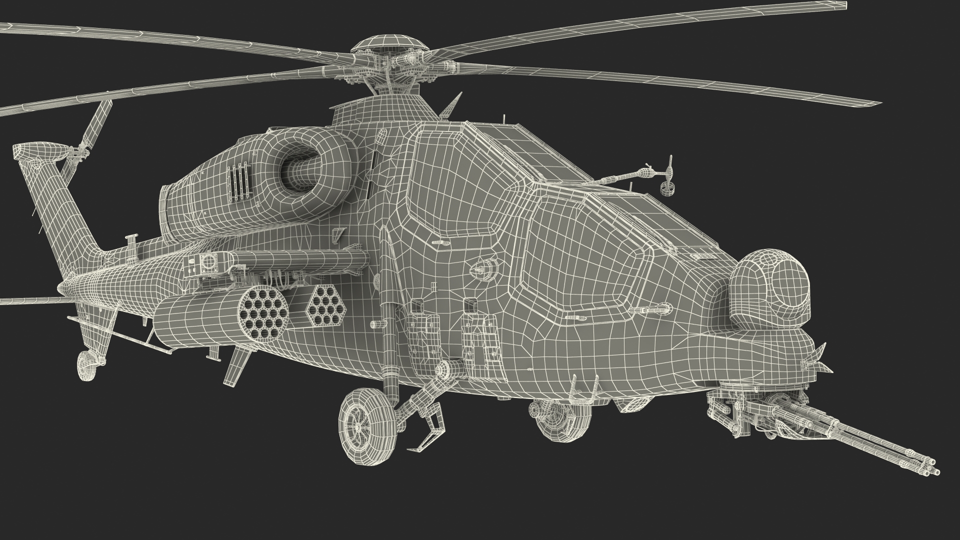 3D Combat Gray Helicopter Rigged for Maya model