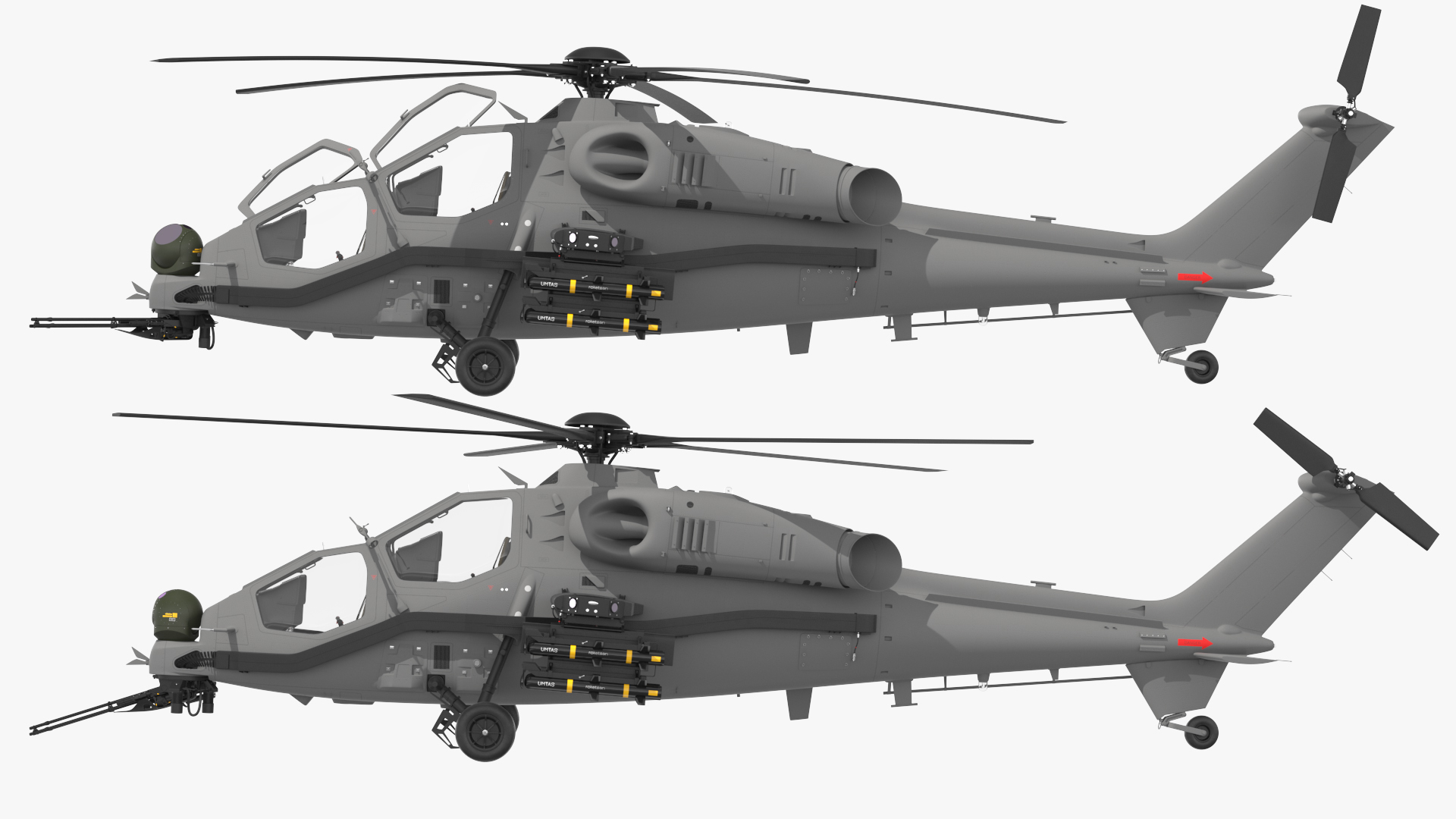 3D Combat Gray Helicopter Rigged for Maya model