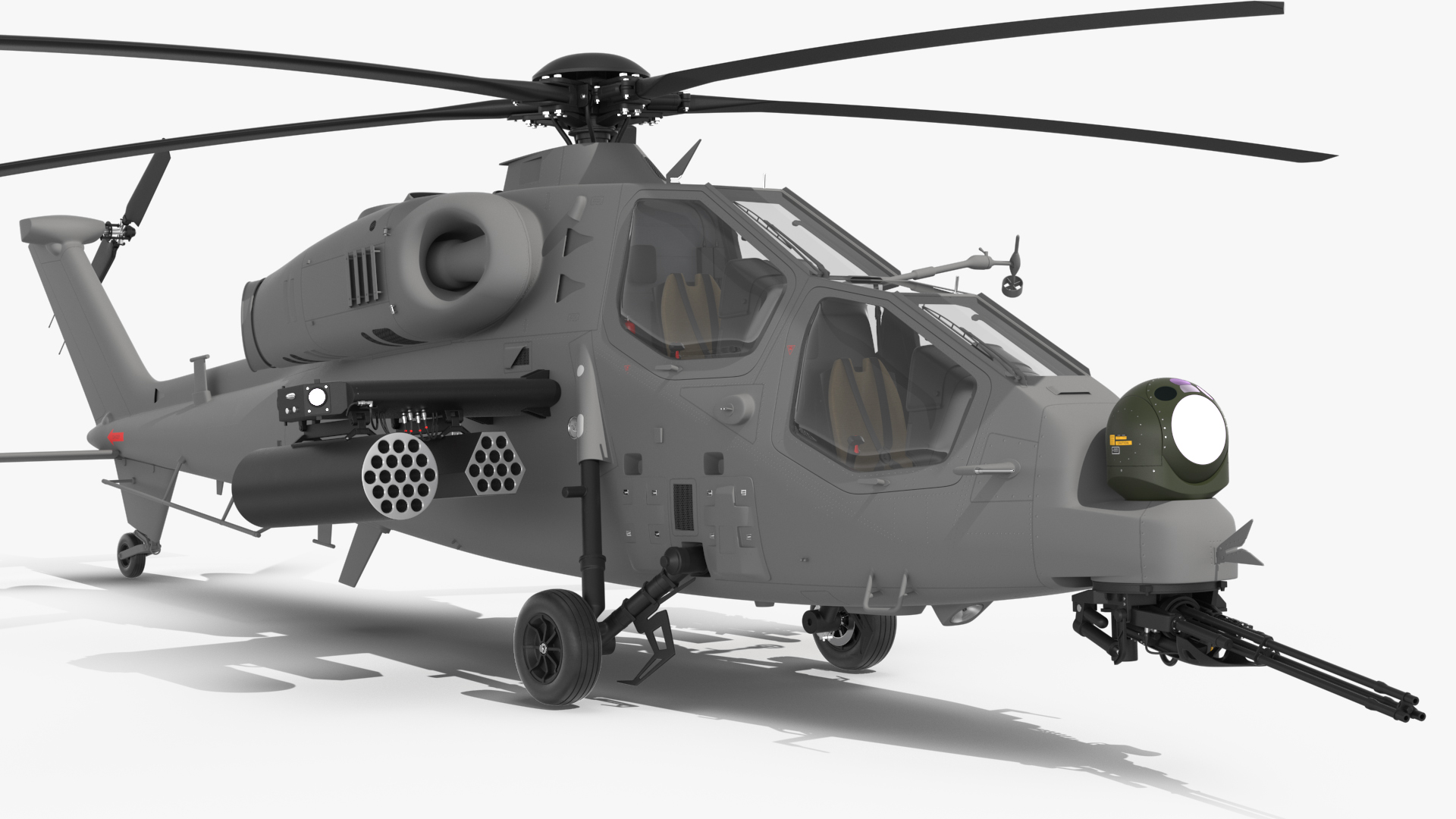 3D Combat Gray Helicopter Rigged for Maya model