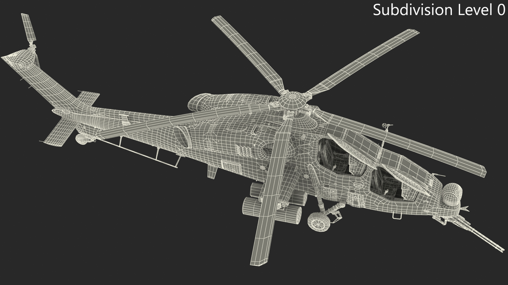 3D Combat Gray Helicopter Rigged for Maya model