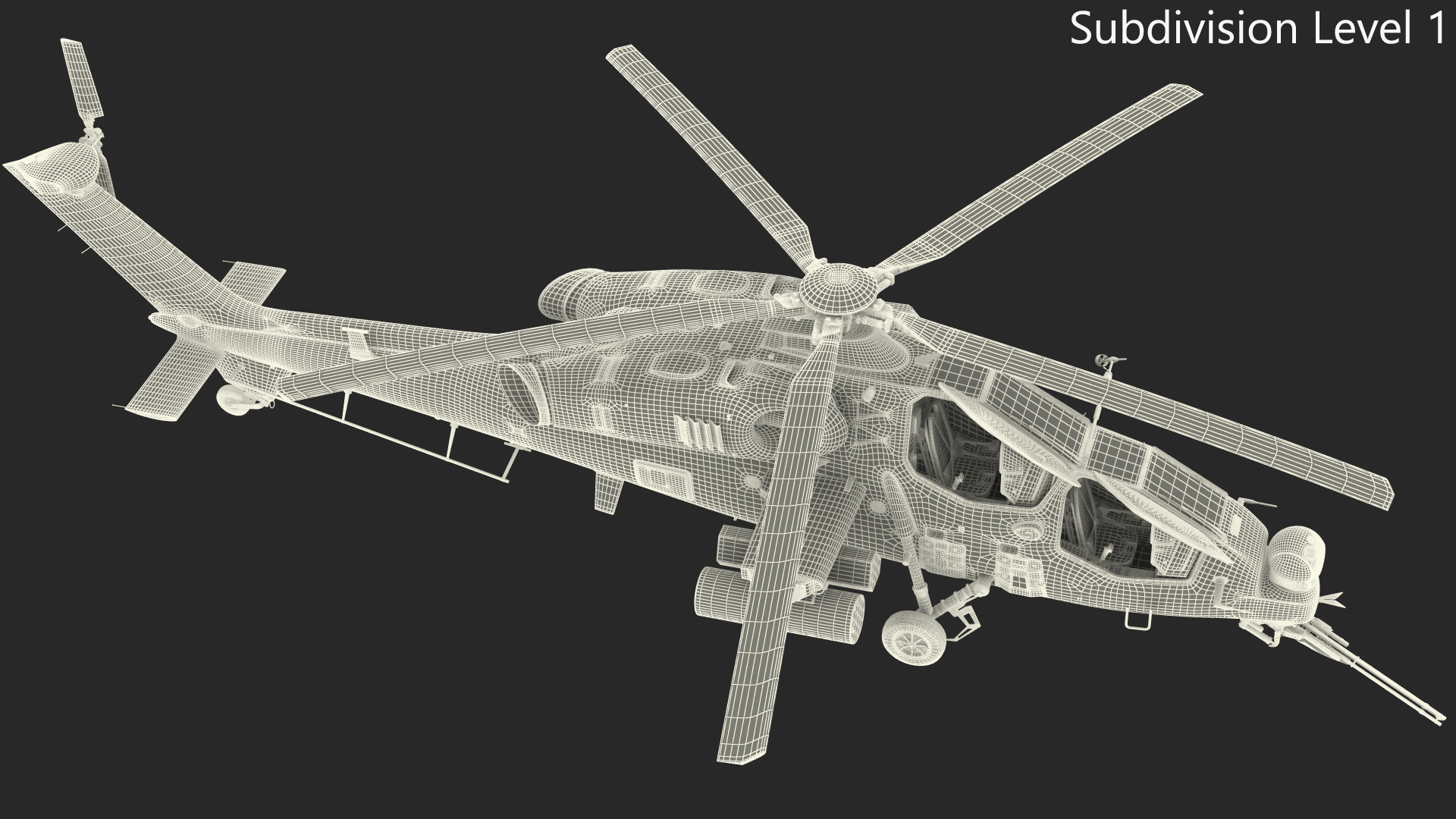 3D Combat Gray Helicopter Rigged for Maya model