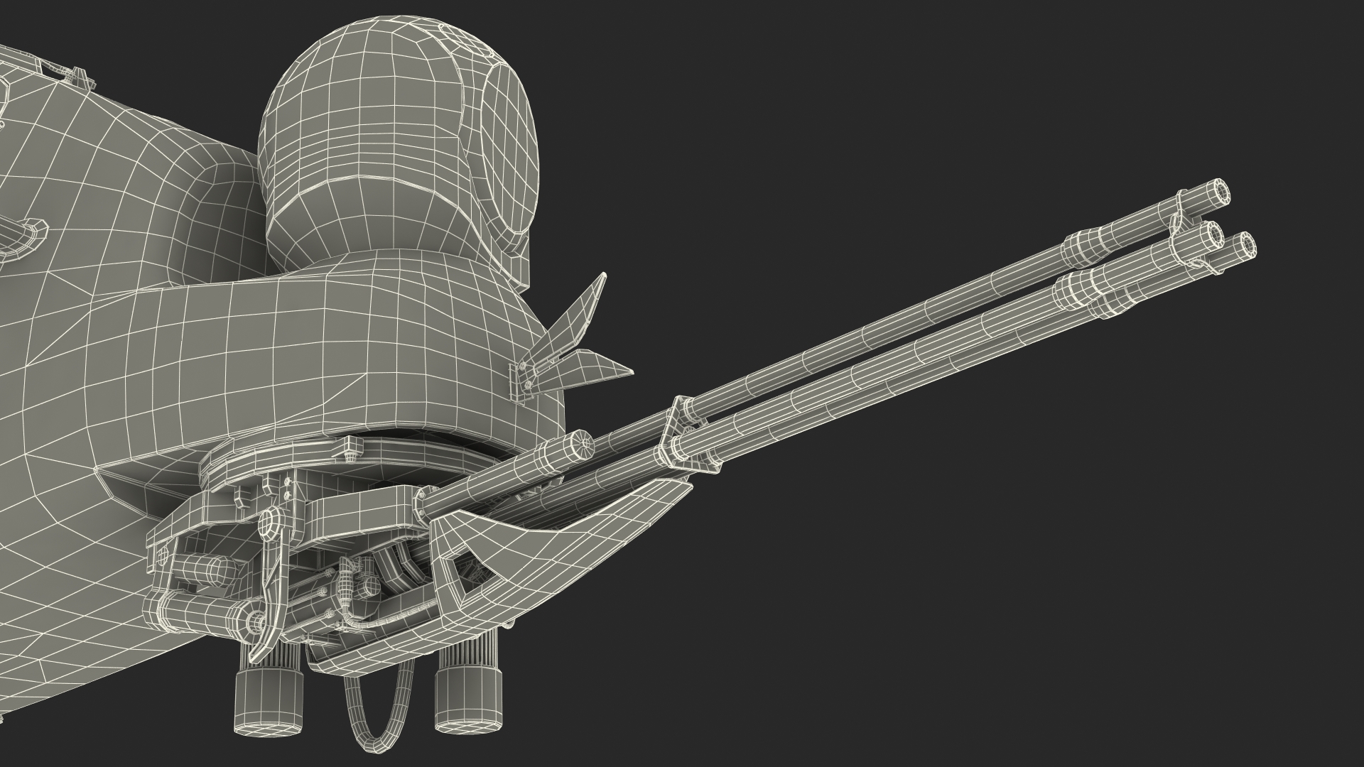 3D Combat Gray Helicopter Rigged for Maya model