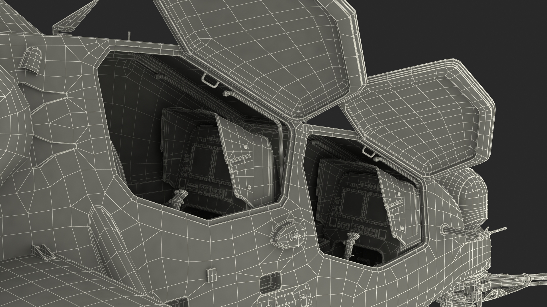 3D Combat Gray Helicopter Rigged for Maya model