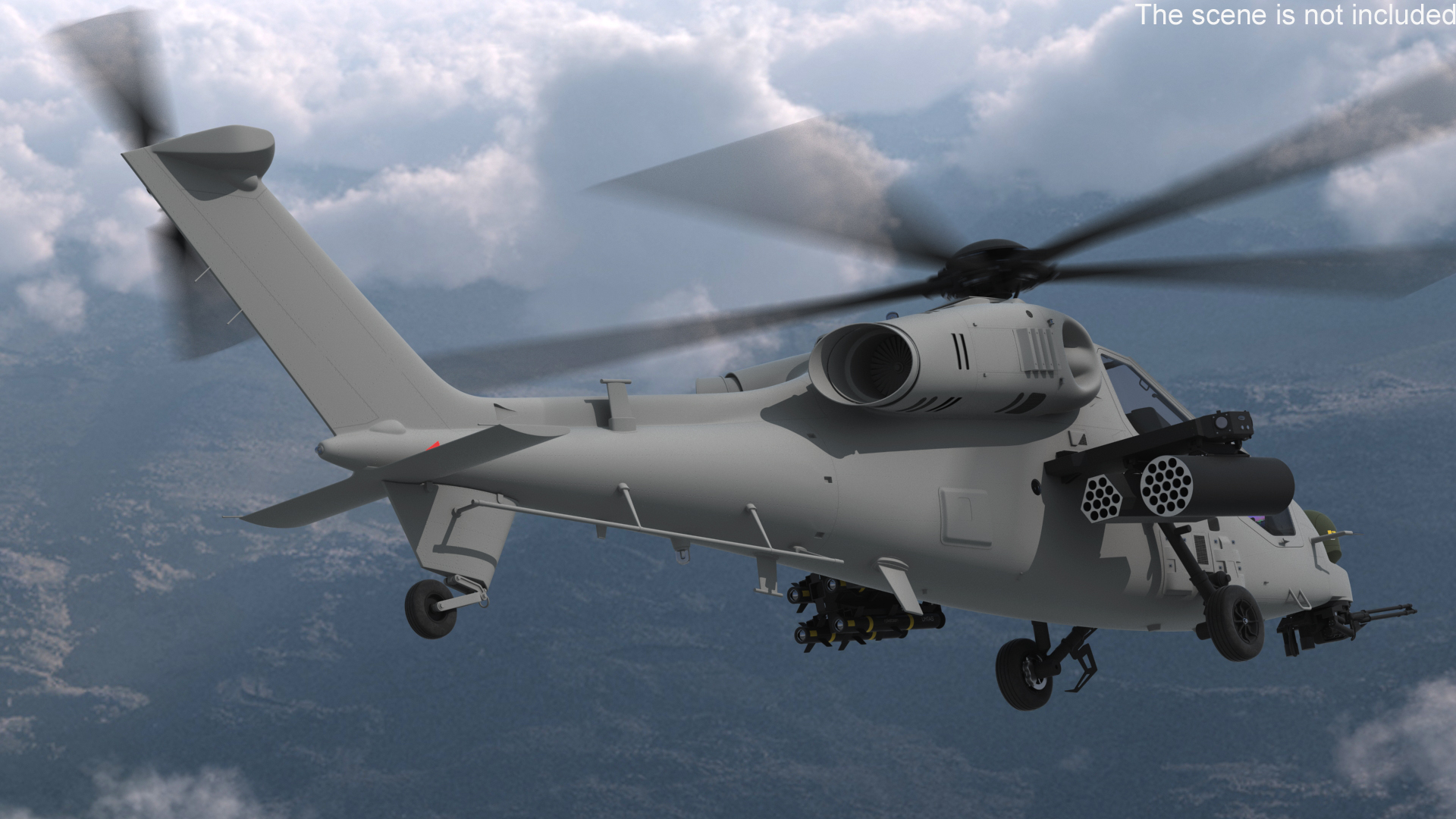 3D Combat Gray Helicopter Rigged for Maya model