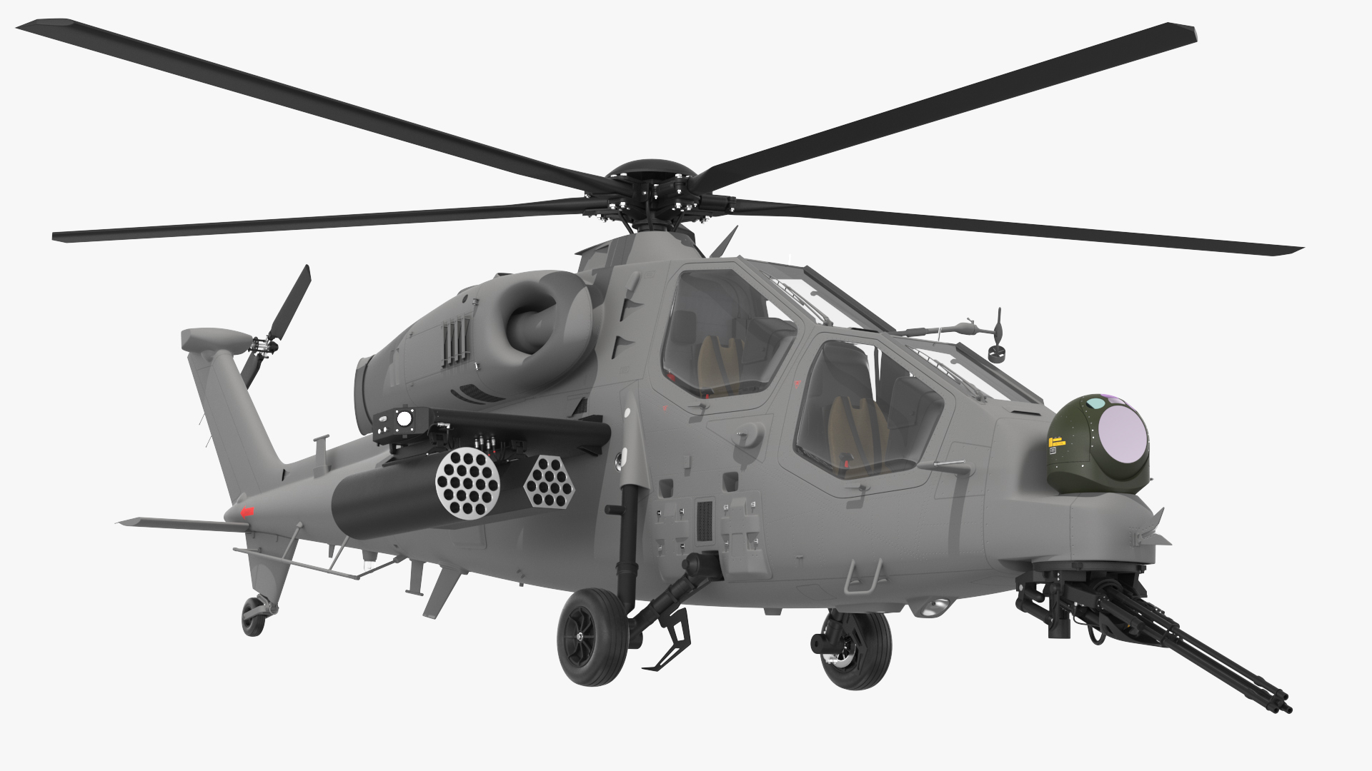 3D Combat Gray Helicopter Rigged for Maya model