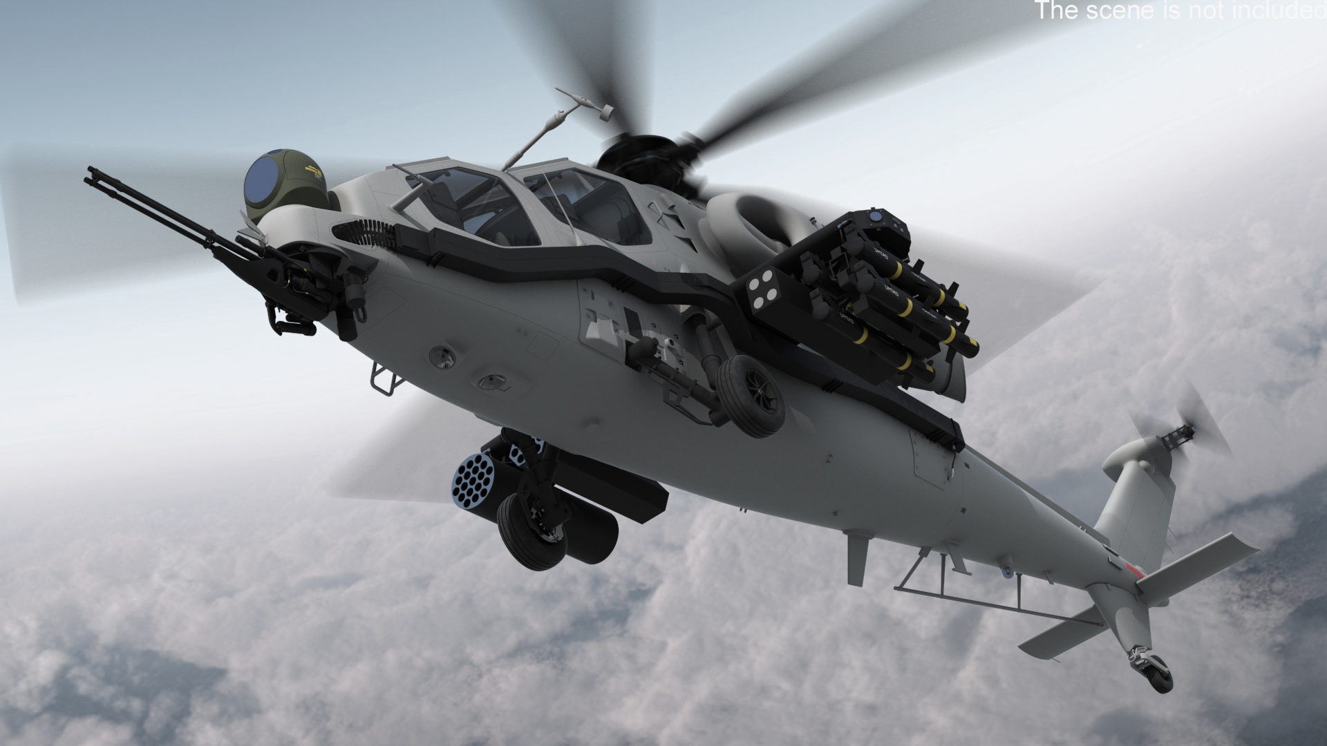 3D Combat Gray Helicopter Rigged for Maya model