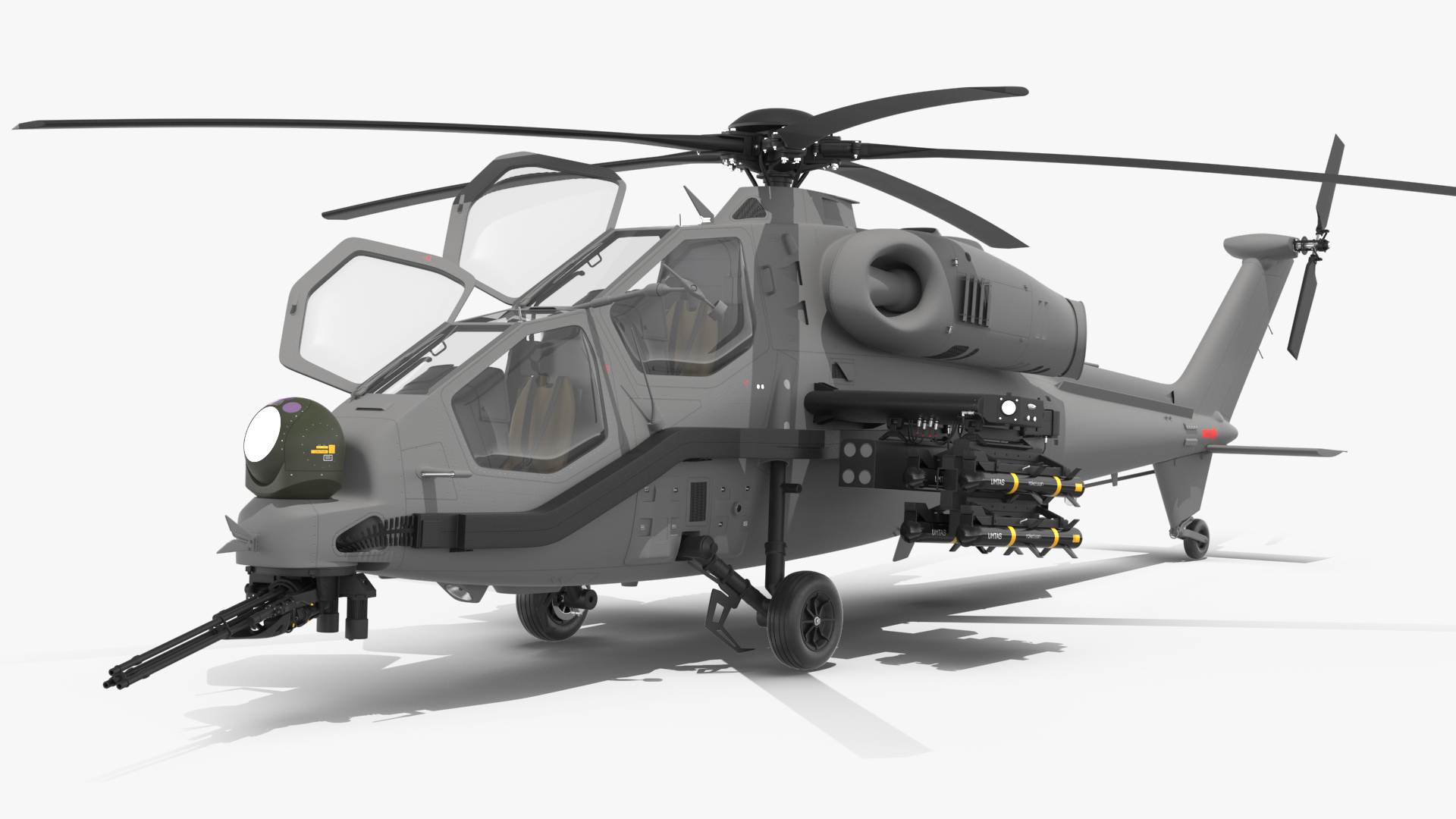 3D Combat Gray Helicopter Rigged for Maya model