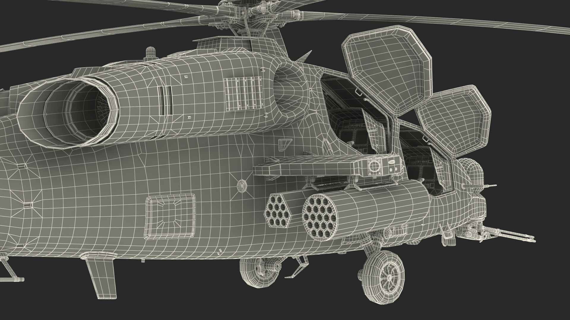 3D Combat Gray Helicopter Rigged for Maya model
