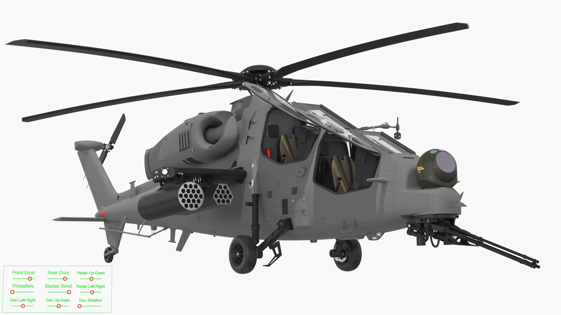 3D Combat Gray Helicopter Rigged for Maya model