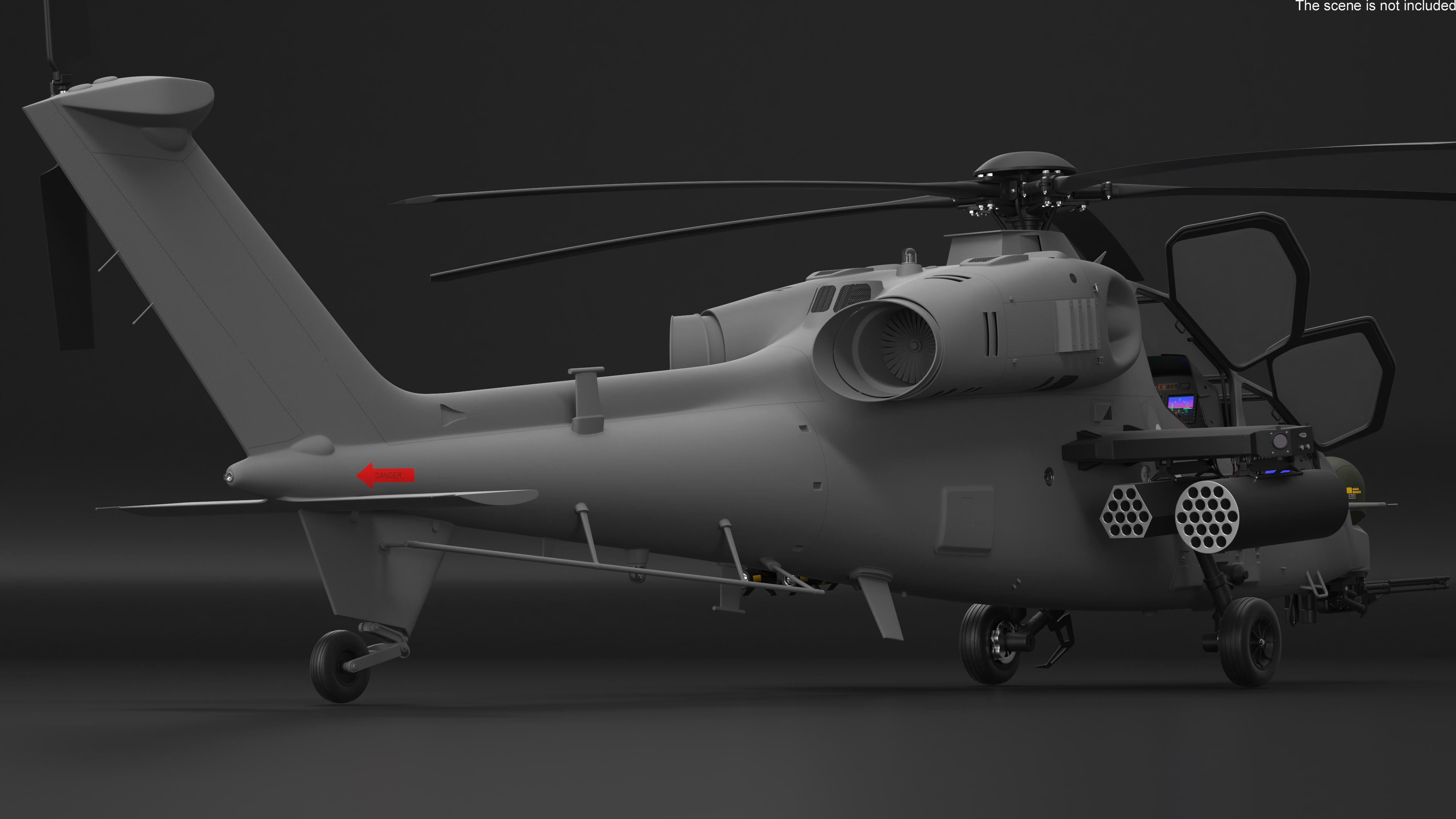 3D Combat Gray Helicopter Rigged for Maya model