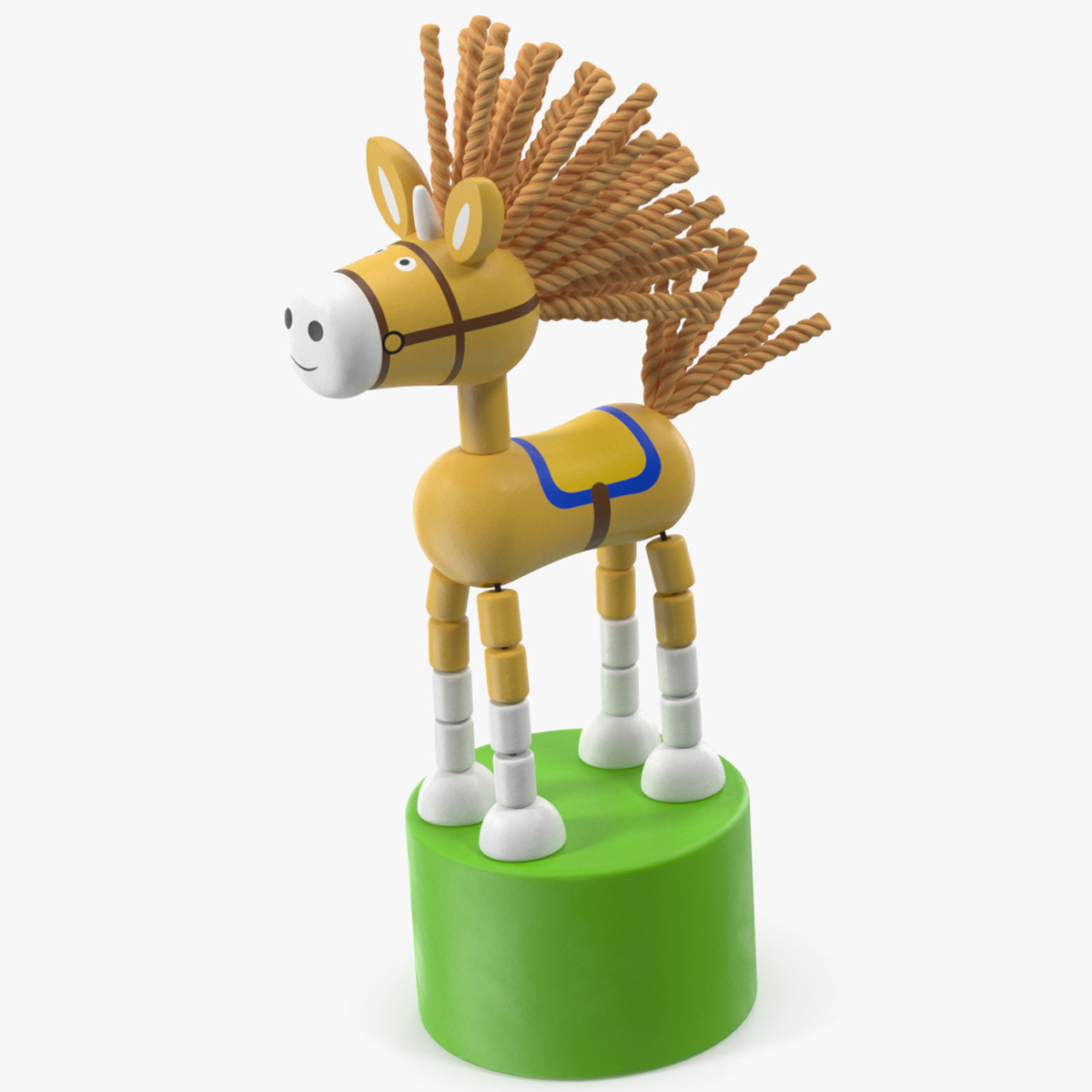 3D Unicorn Puppet Toy Yellow Rigged for Cinema 4D