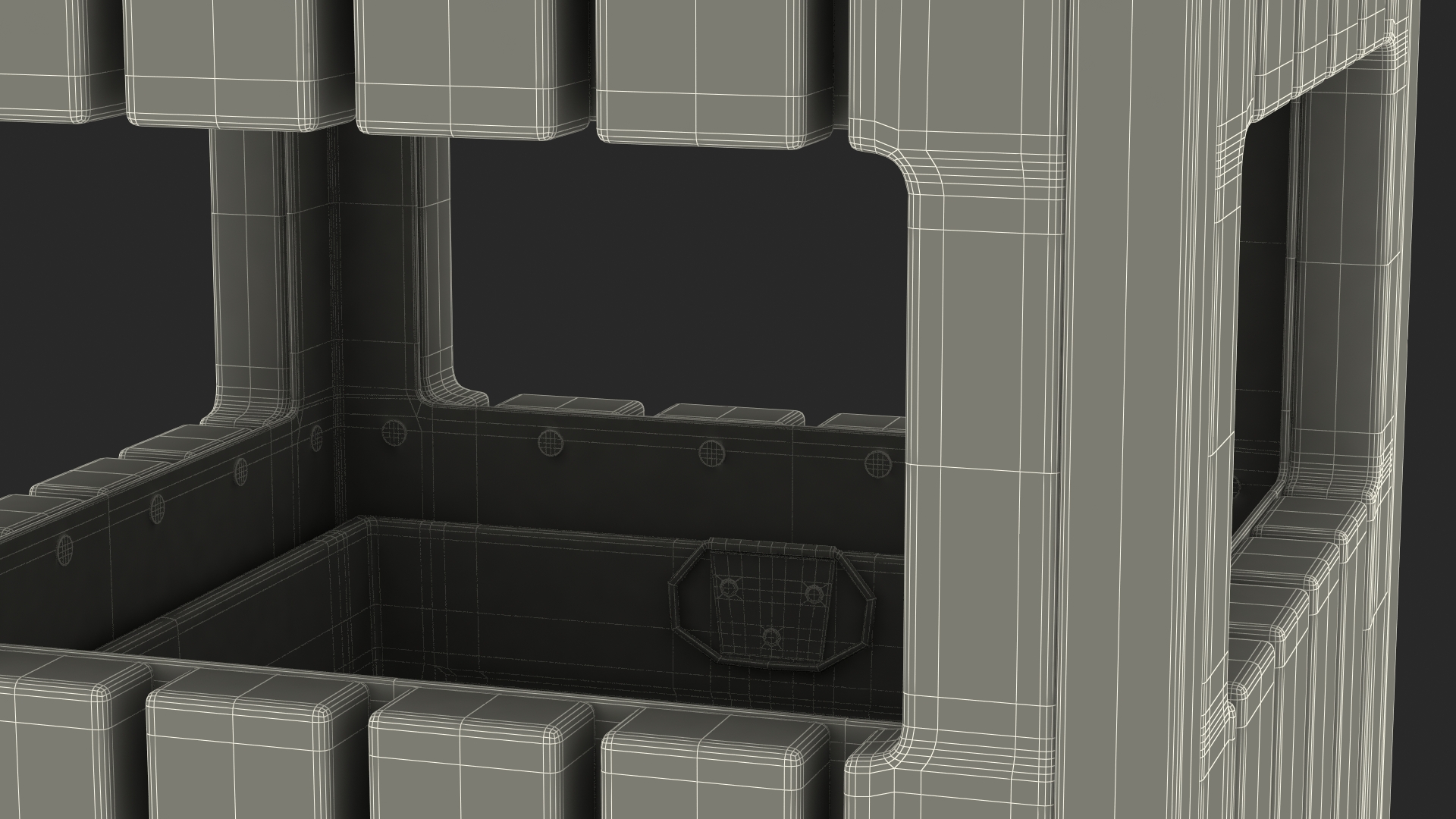 Outdoor Square Trash Bin with Ashtray 3D