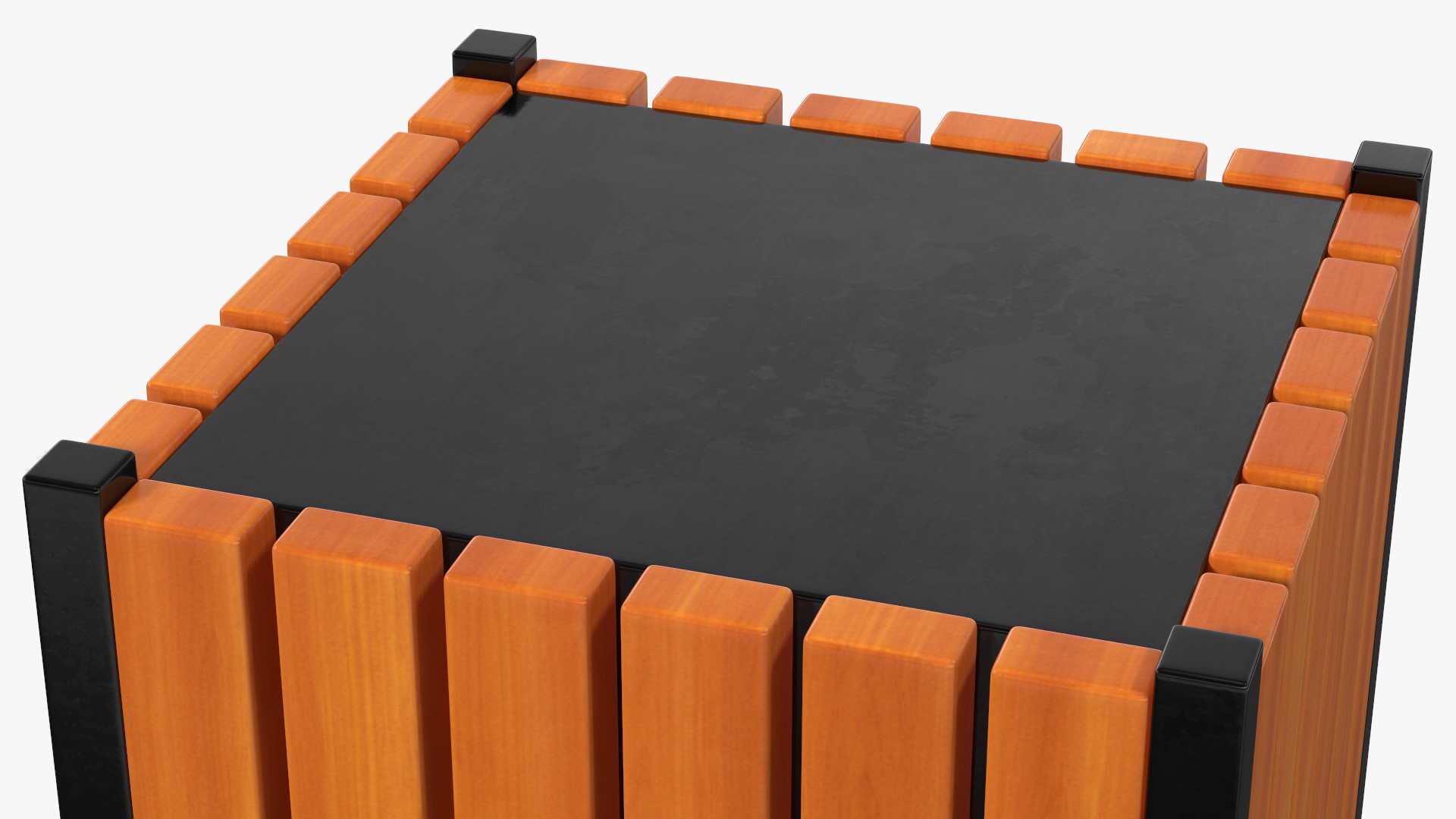 Outdoor Square Trash Bin with Ashtray 3D