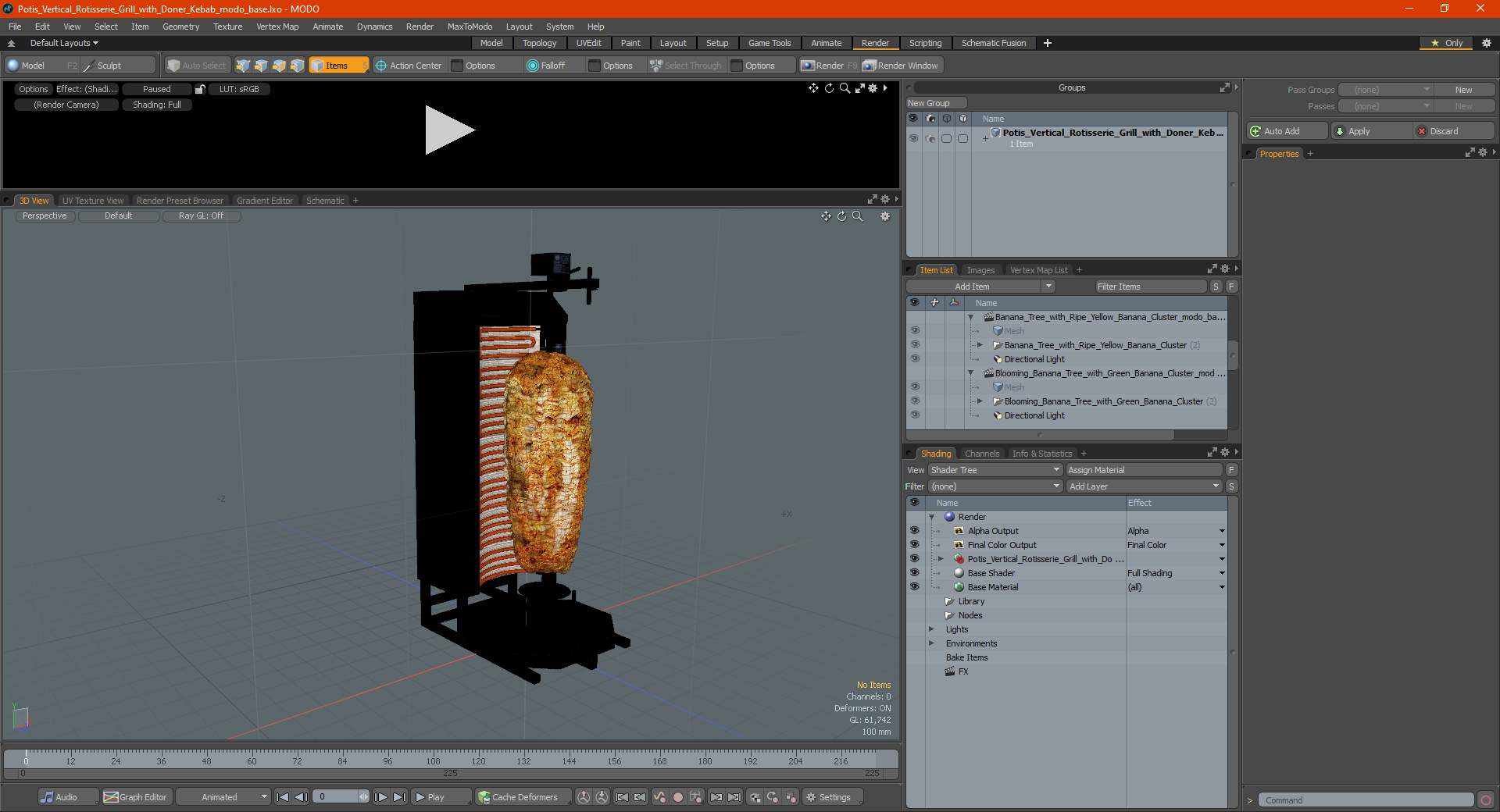 3D Potis Vertical Rotisserie Grill with Doner Kebab model