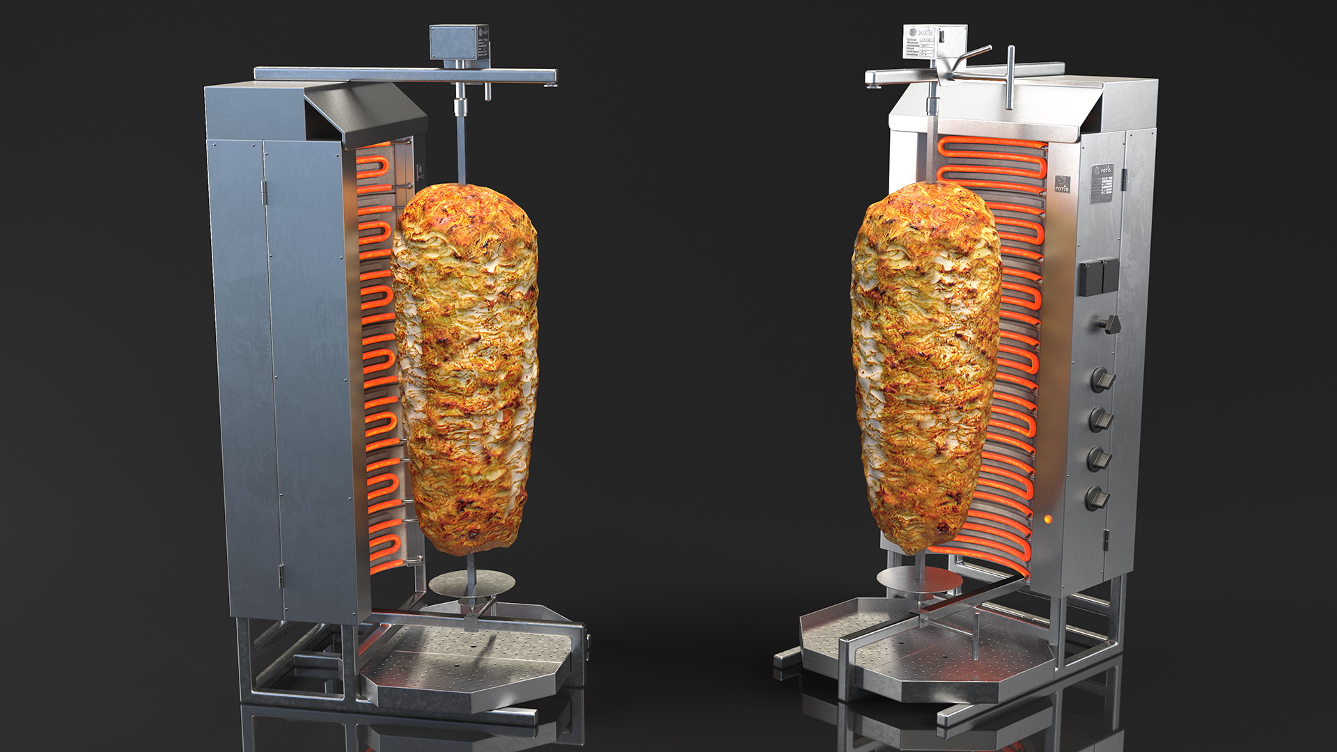 3D Potis Vertical Rotisserie Grill with Doner Kebab model