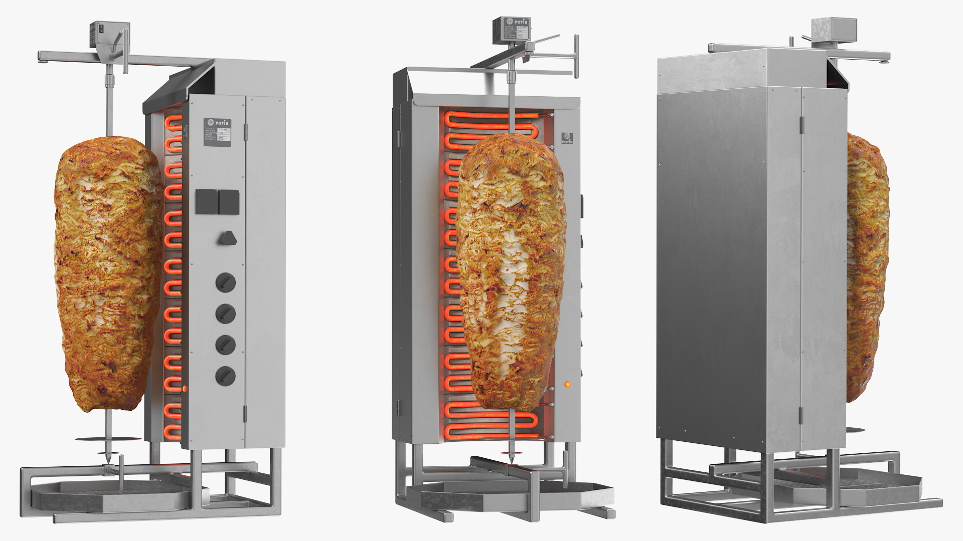 3D Potis Vertical Rotisserie Grill with Doner Kebab model