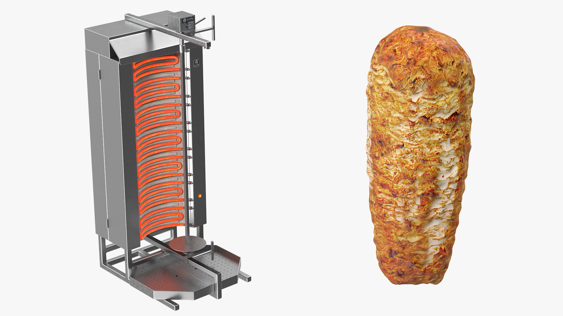 3D Potis Vertical Rotisserie Grill with Doner Kebab model