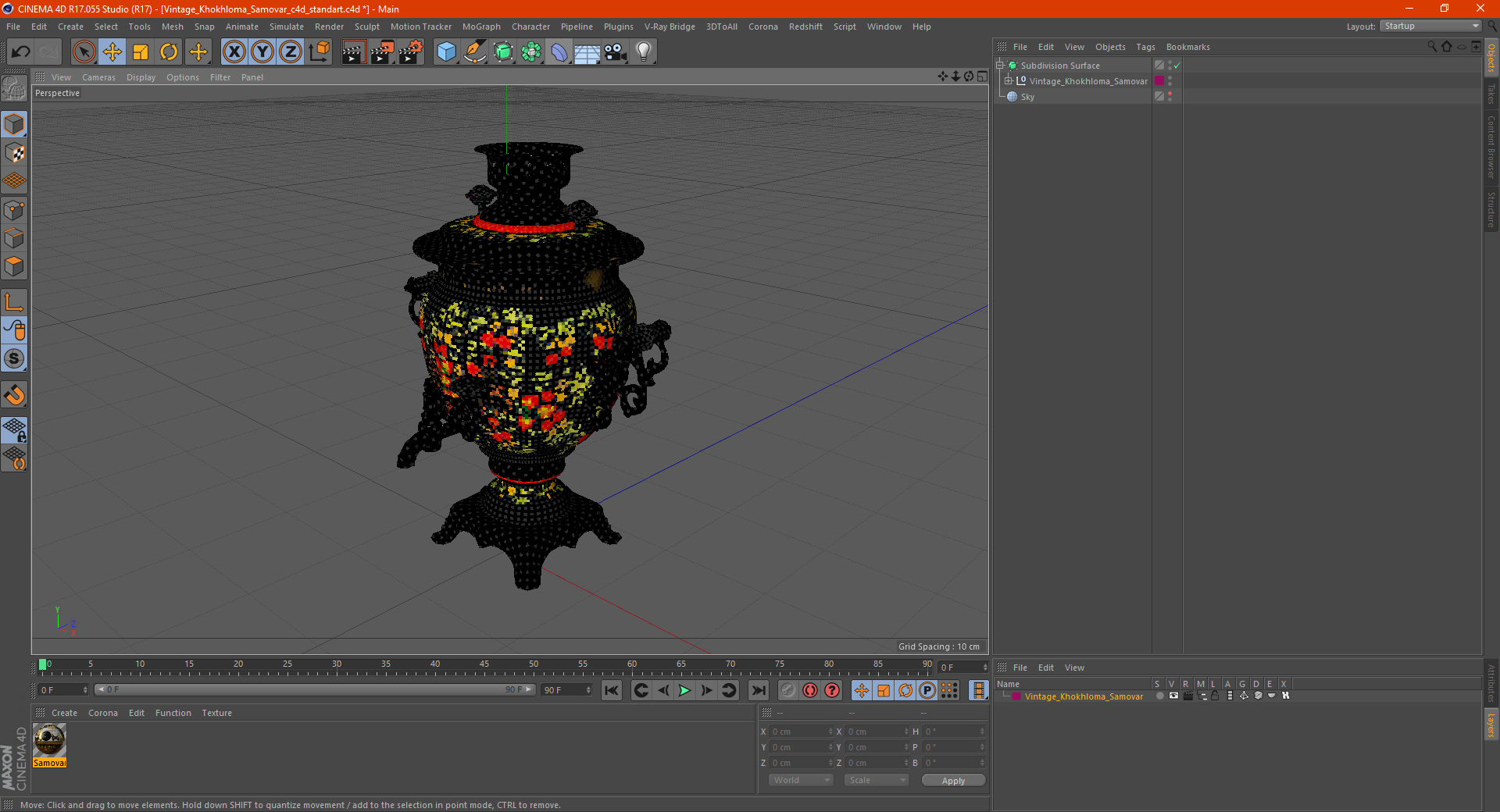 3D model Vintage Khokhloma Samovar