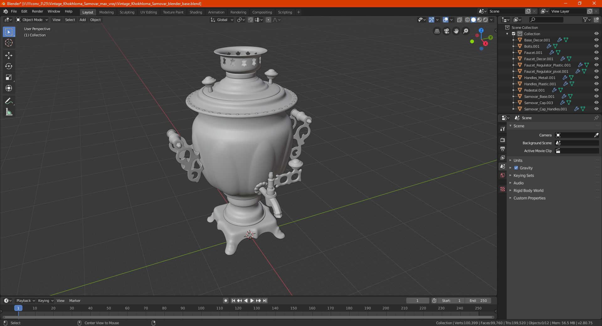 3D model Vintage Khokhloma Samovar