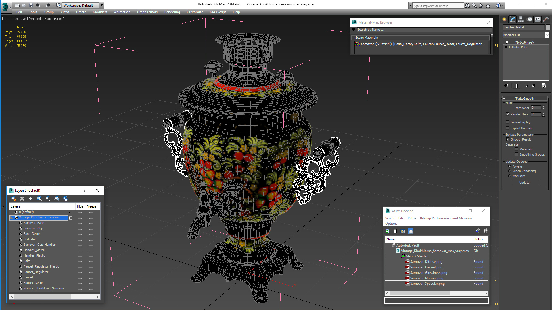 3D model Vintage Khokhloma Samovar