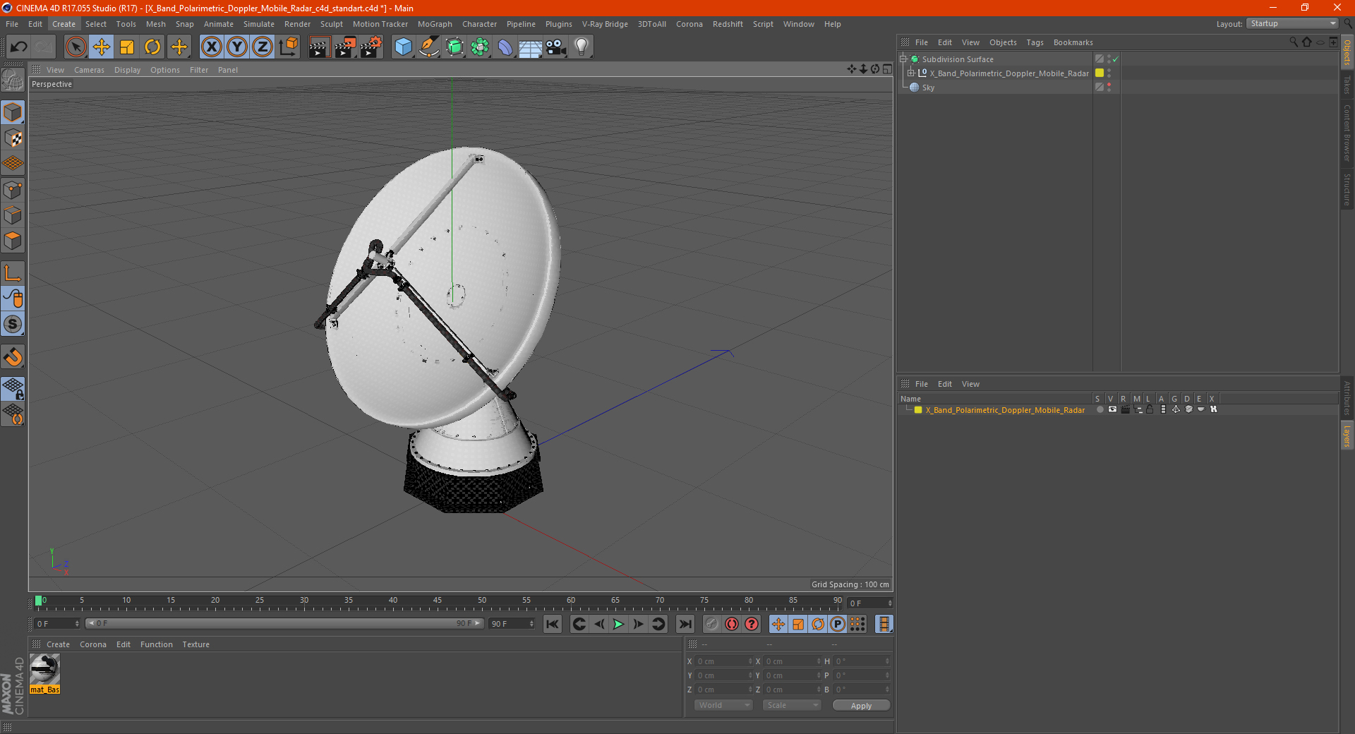 3D model X Band Polarimetric Doppler Mobile Radar