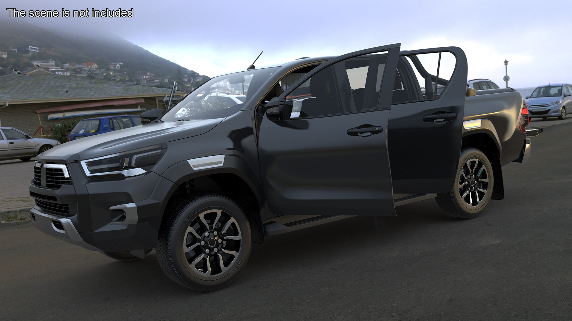 Pickup Truck Simplified Black 3D model