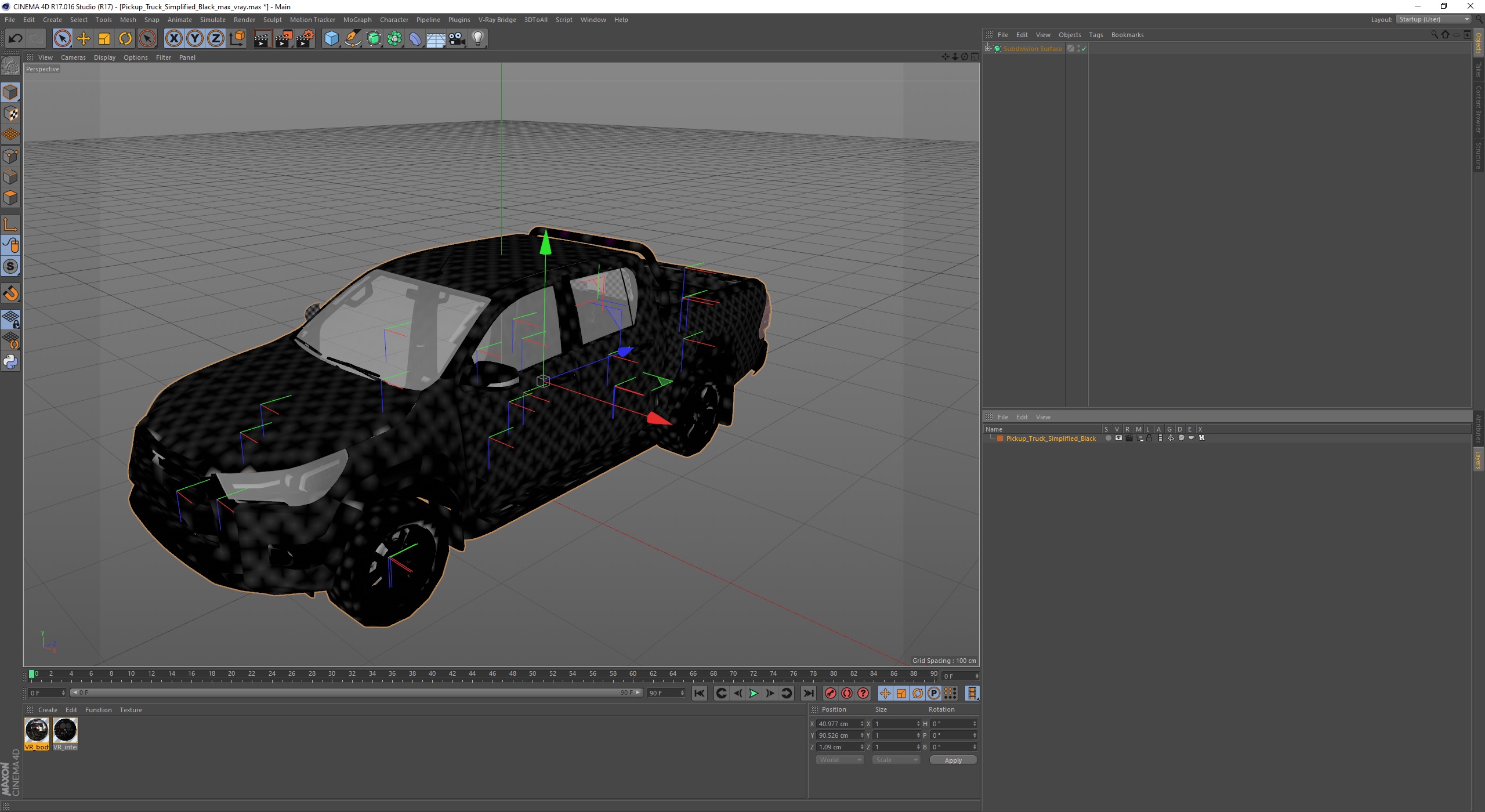 Pickup Truck Simplified Black 3D model